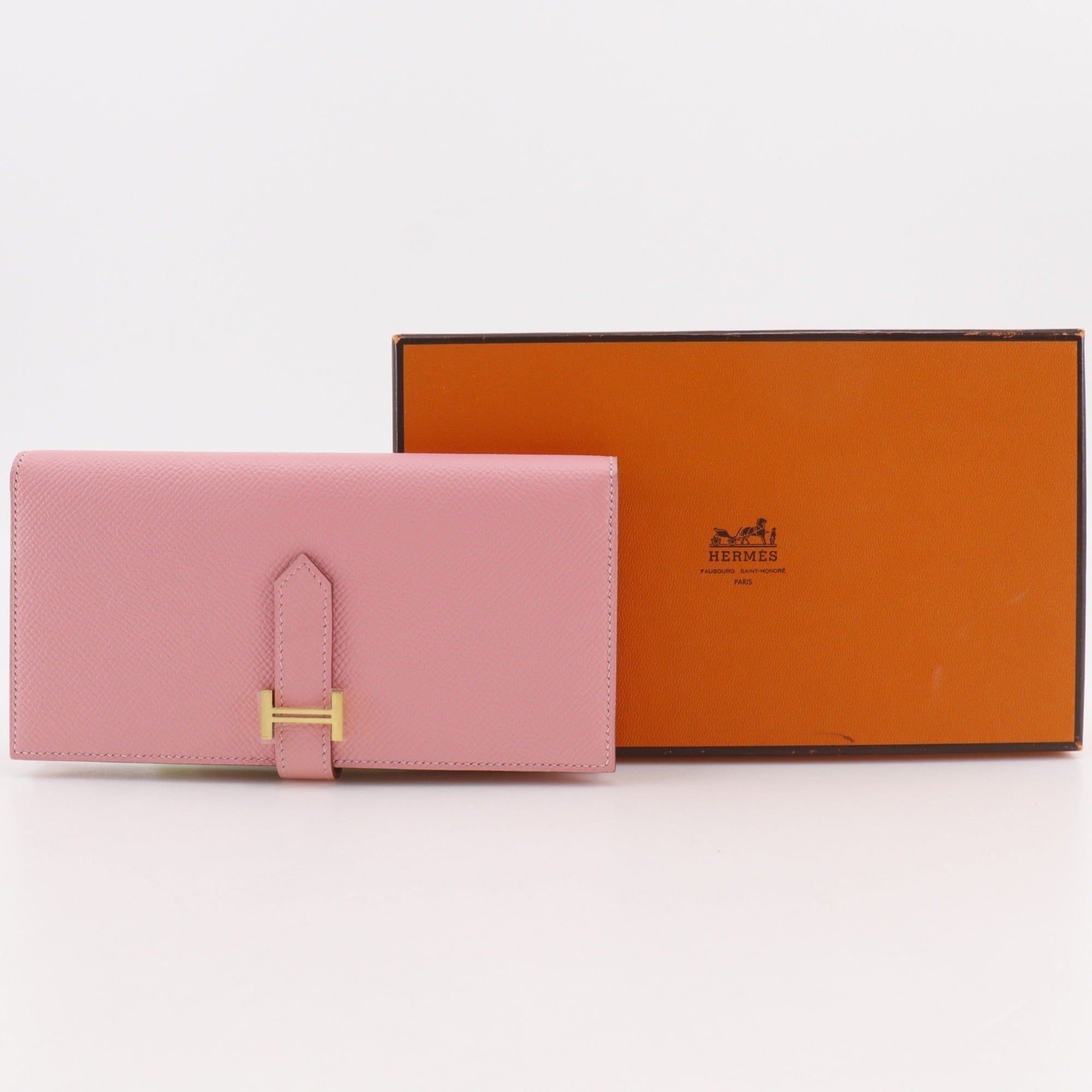 Hermes Pink Rose Confetti Epsom Leather Long Wallet (Bi-Fold) (Pre-Owned)