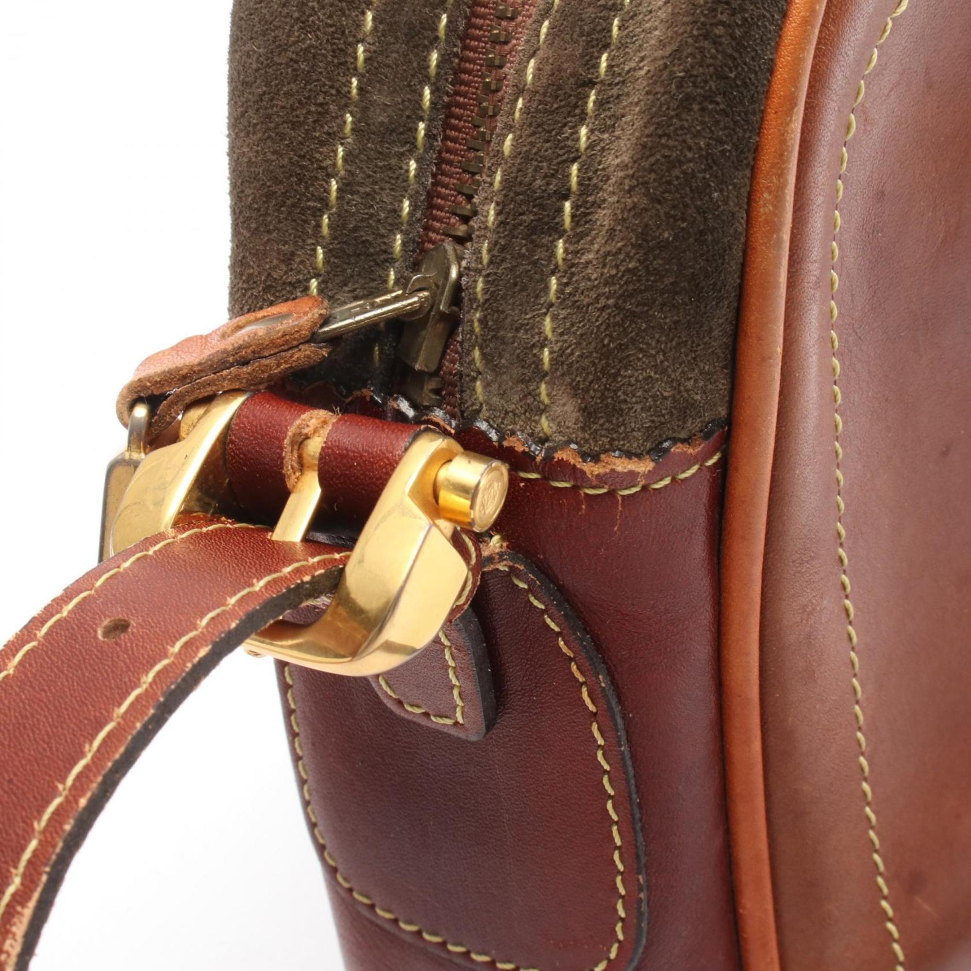 Loewe Brown Khaki Suede Leather Shoulder Bag (Pre-Owned)