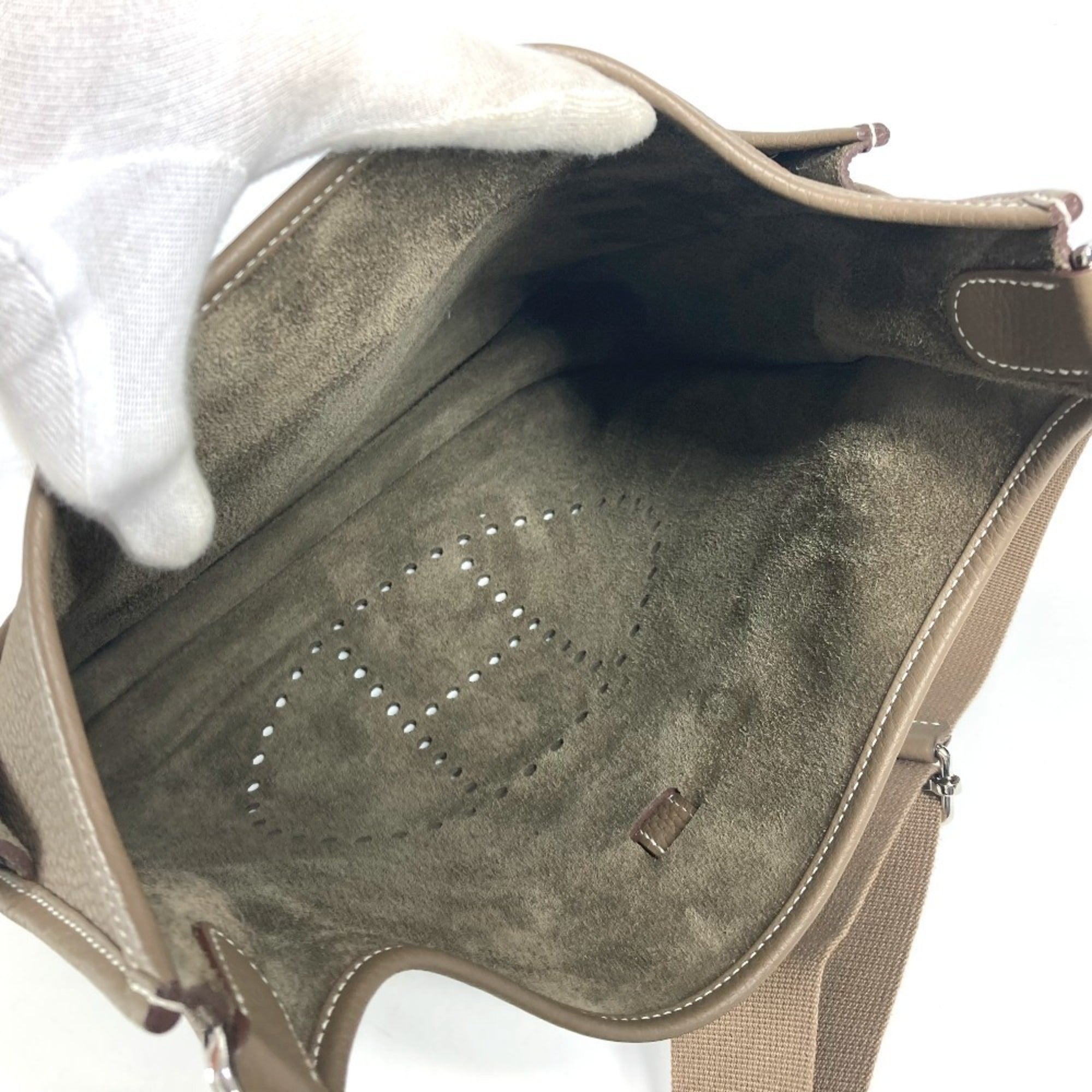Hermes Beige Etoupe Gray Taurillon Clemence Leather Shoulder Bag (Pre-Owned)