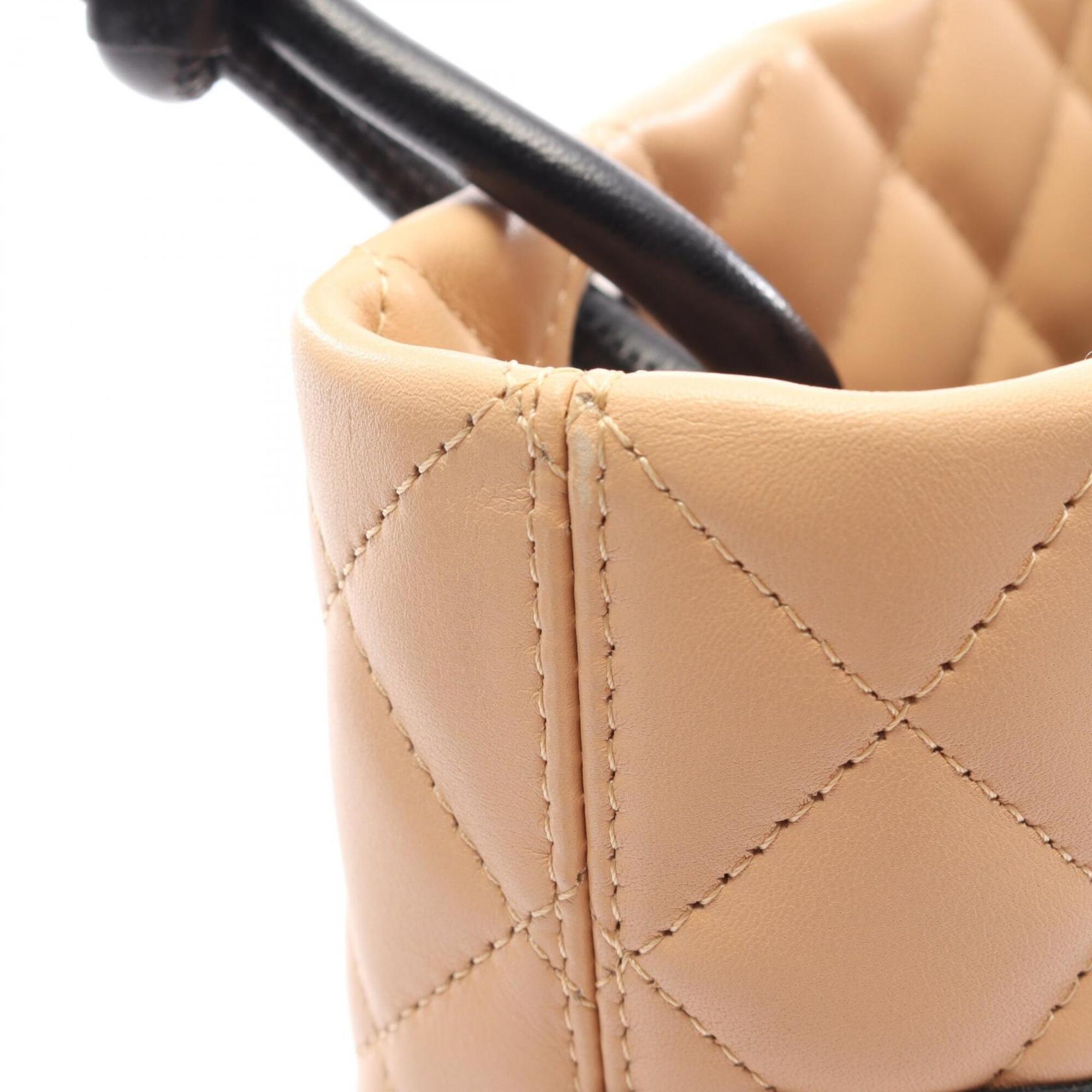 Chanel Ligne Cambon Beige Black Leather Handbag Tote Bag (Pre-Owned)