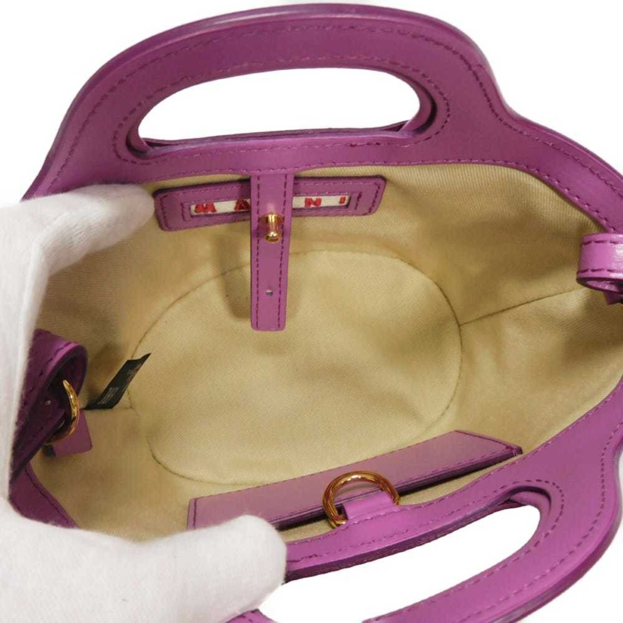 Marni Purple Cotton Leather Handbag Shoulder Bag (Pre-Owned)