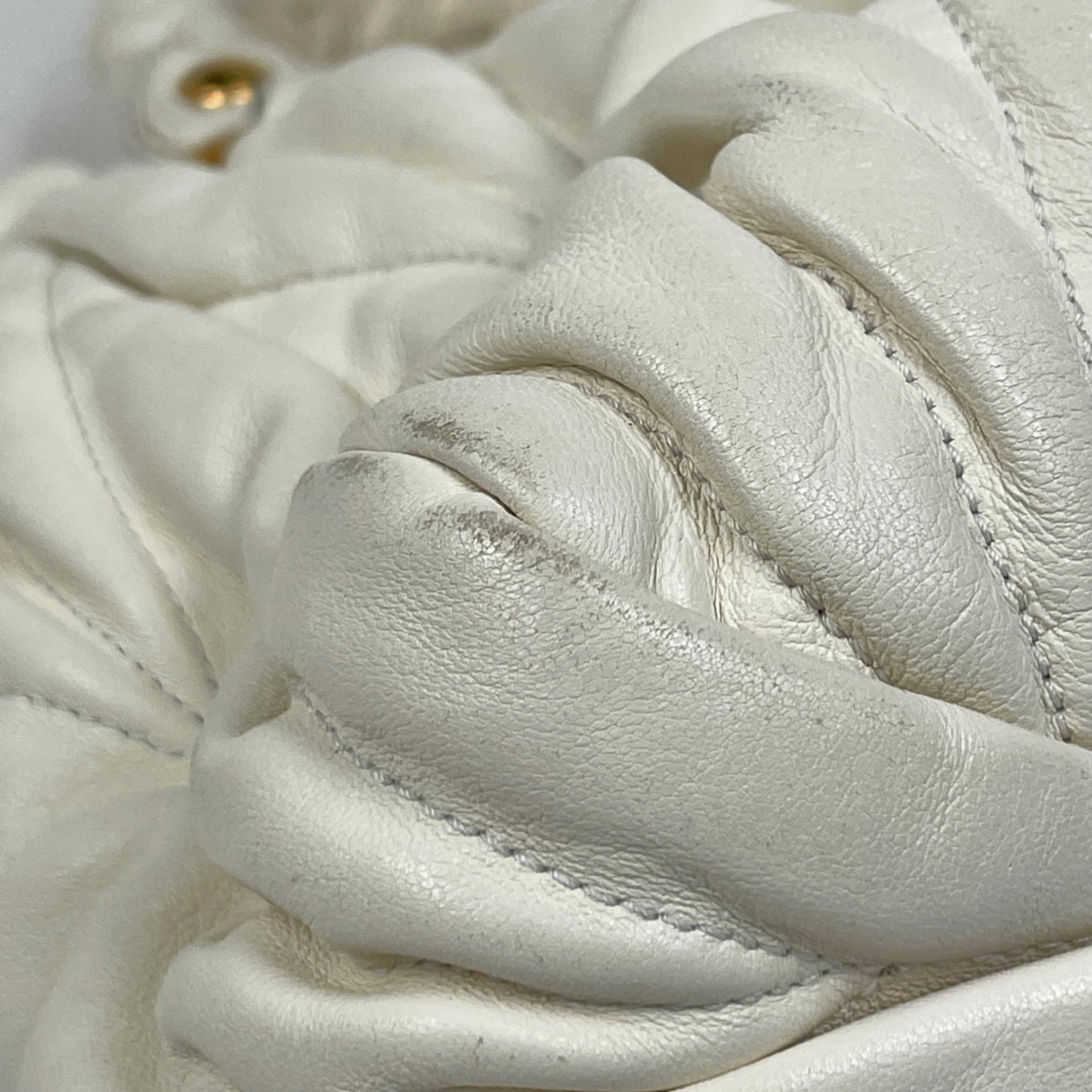 Miu Miu Matelasse White Leather Handbag Shoulder Bag (Pre-Owned)