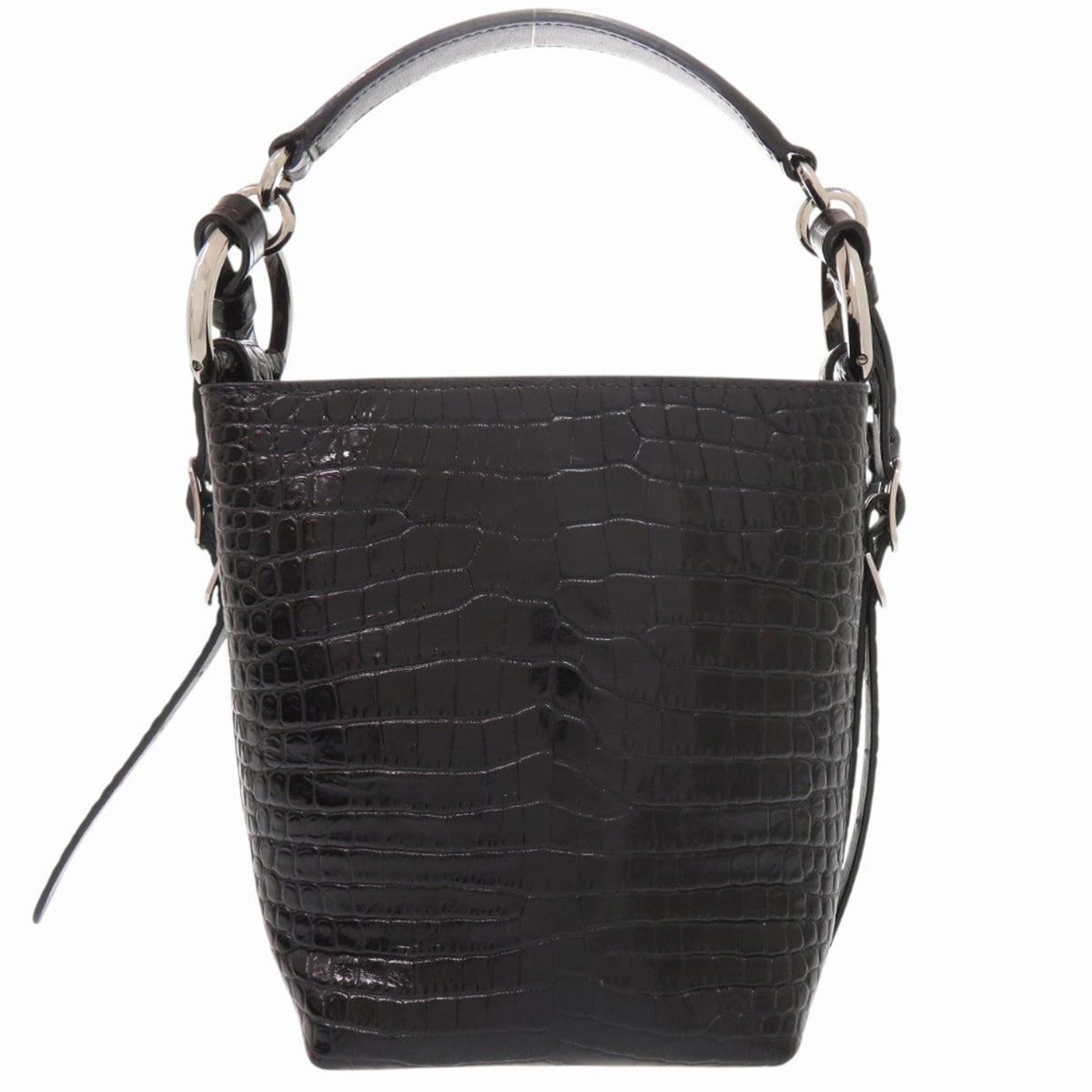 Jimmy Choo Black Leather Metal Handbag Shoulder Bag (Pre-Owned)