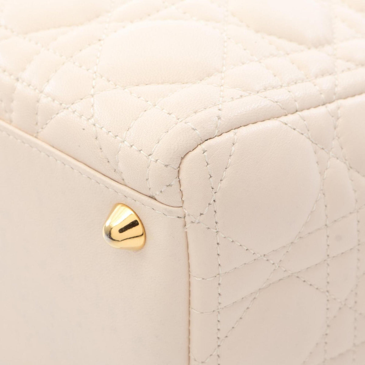 Christian Dior Lady Dior Ivory Leather Handbag (Pre-Owned)