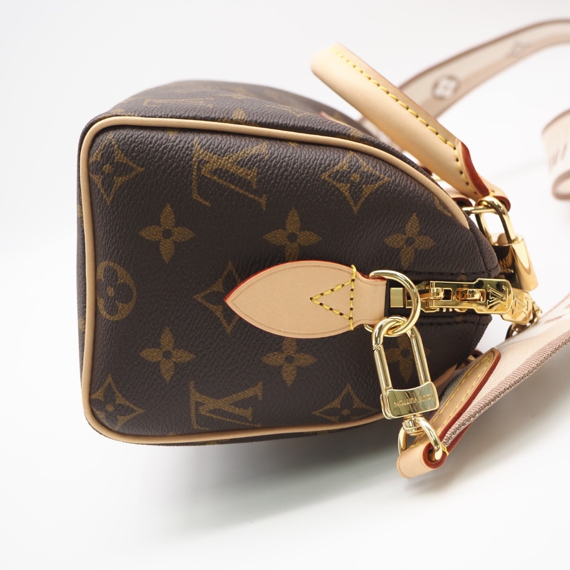 Louis Vuitton Monogram Beige Brown Coated Canvas Leather Handbag (Pre-Owned)
