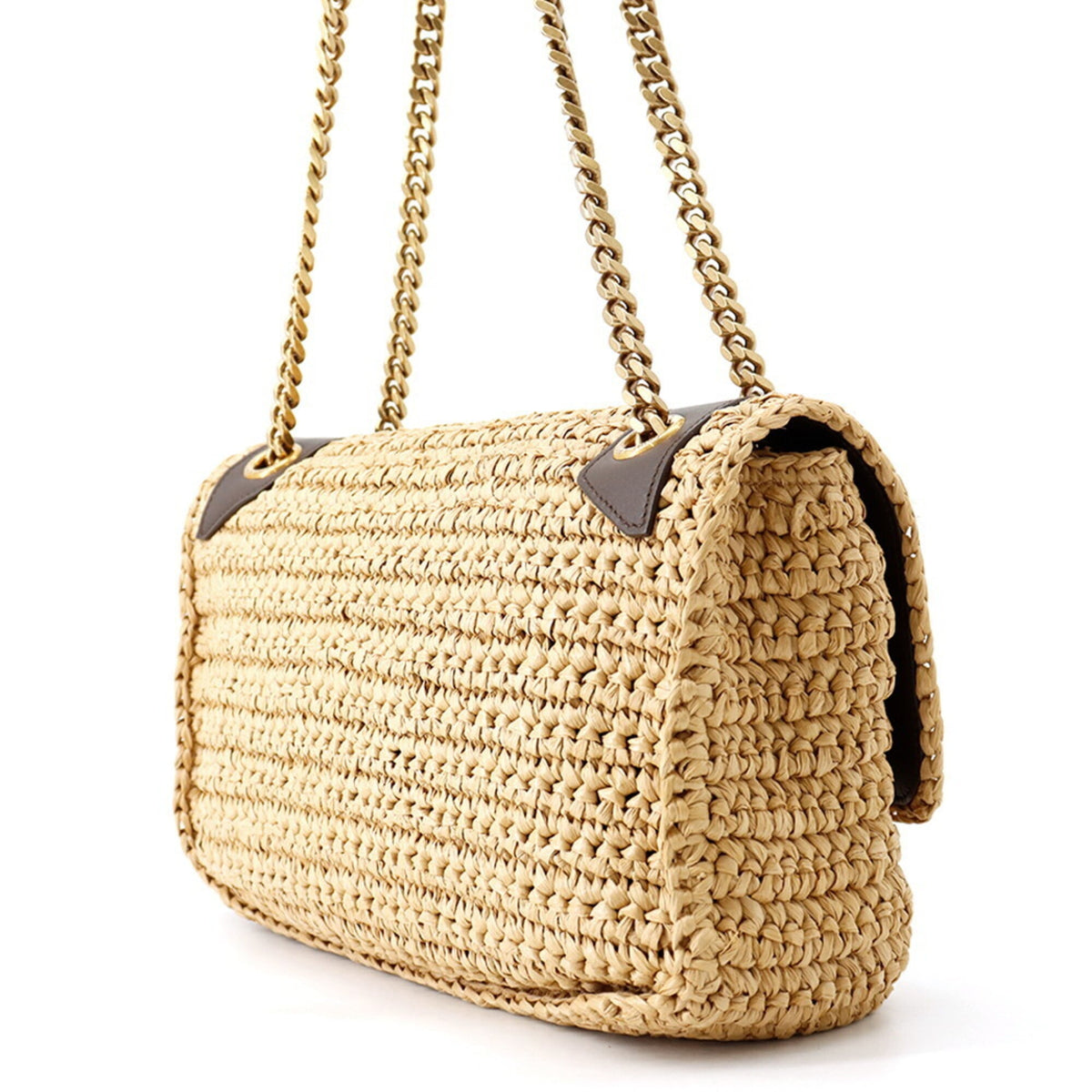 Yves Saint Laurent Brown Raffia Leather Handbag Shoulder Bag (Pre-Owned)