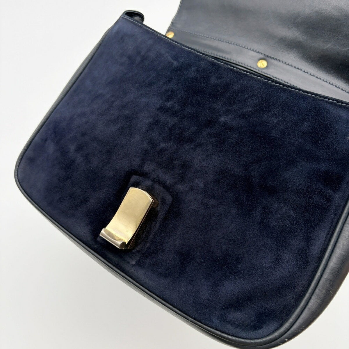 Gucci Sherry Line Navy Red Color Suede Leather Shoulder Bag (Pre-Owned)