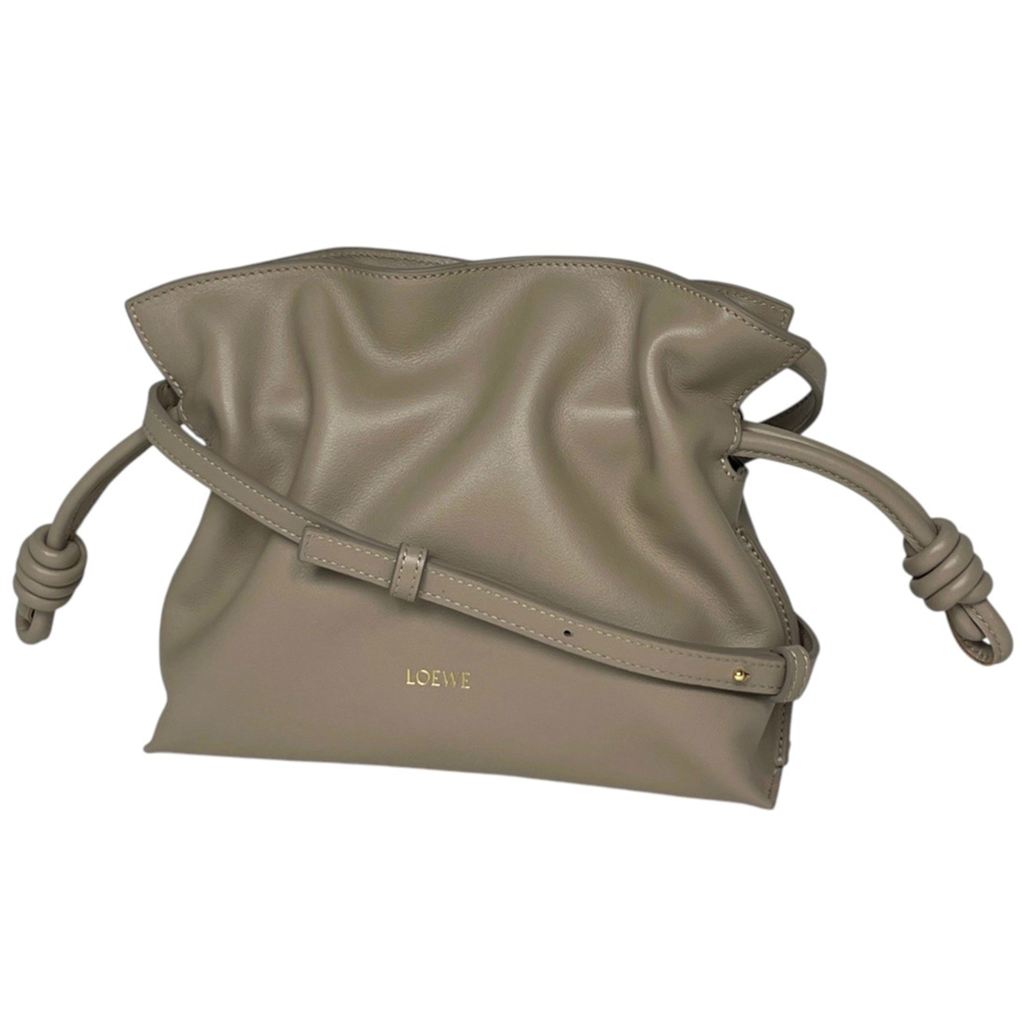 Loewe Flamenco Beige Leather Clutch Bag Shoulder Bag (Pre-Owned)