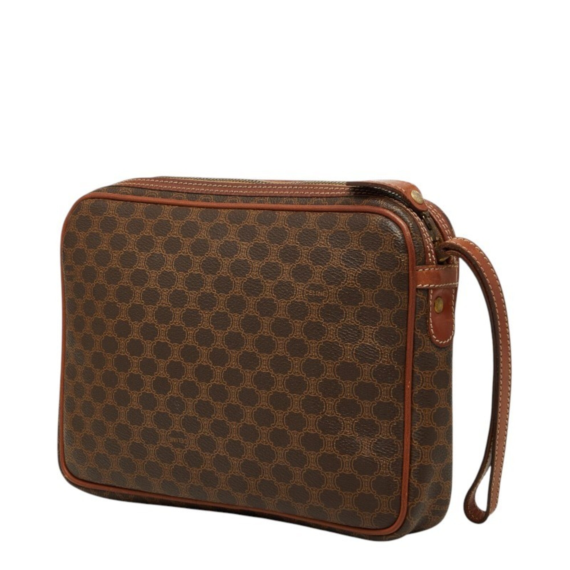 Celine Brown Pvc Leather Clutch Bag (Pre-Owned)