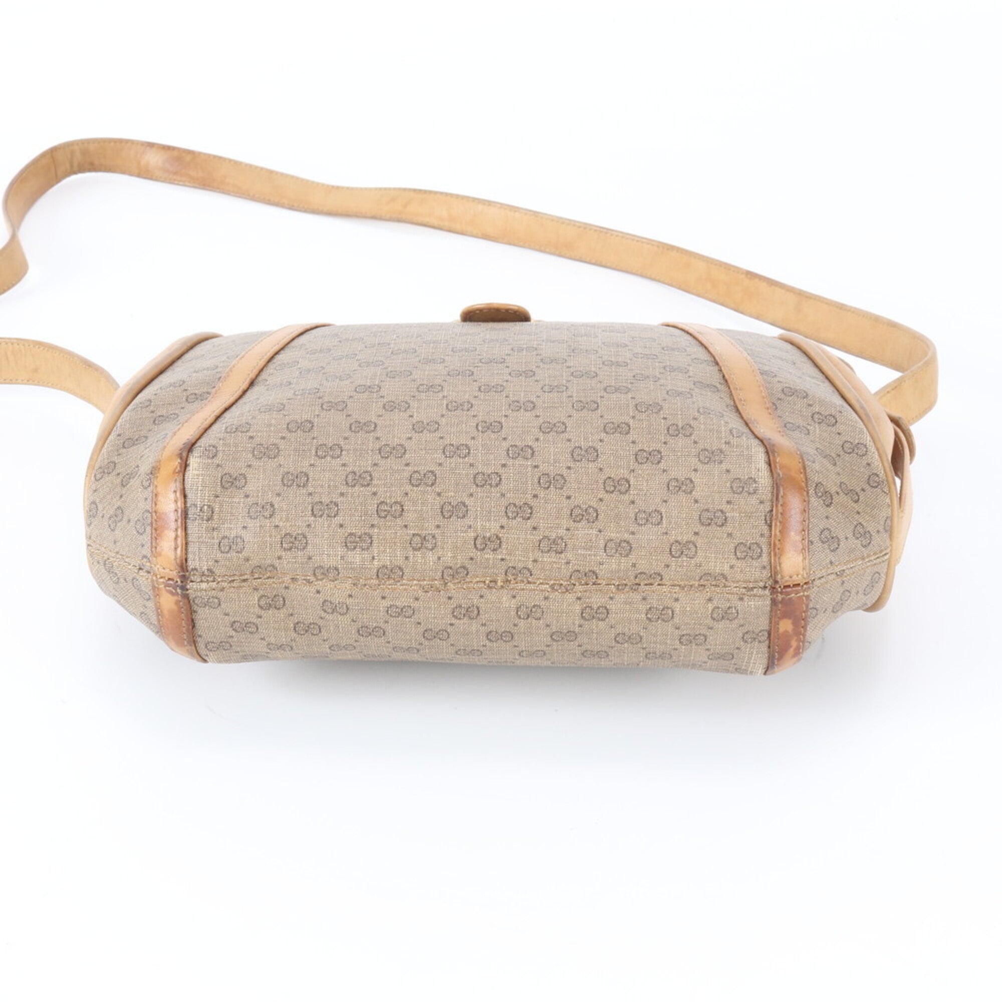 Gucci Microguccissima Beige Brown Leather Coated Canvas Shoulder Bag (Pre-Owned)