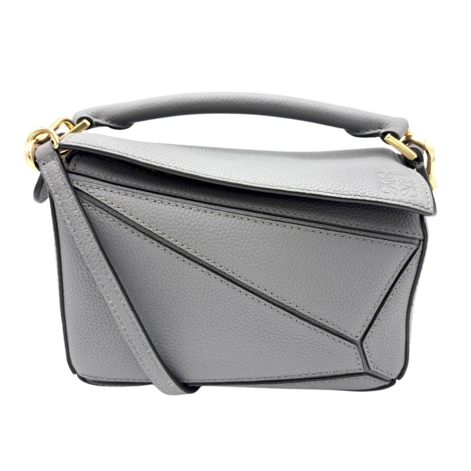 Loewe Puzzle Gray Leather Handbag Shoulder Bag (Pre-Owned)