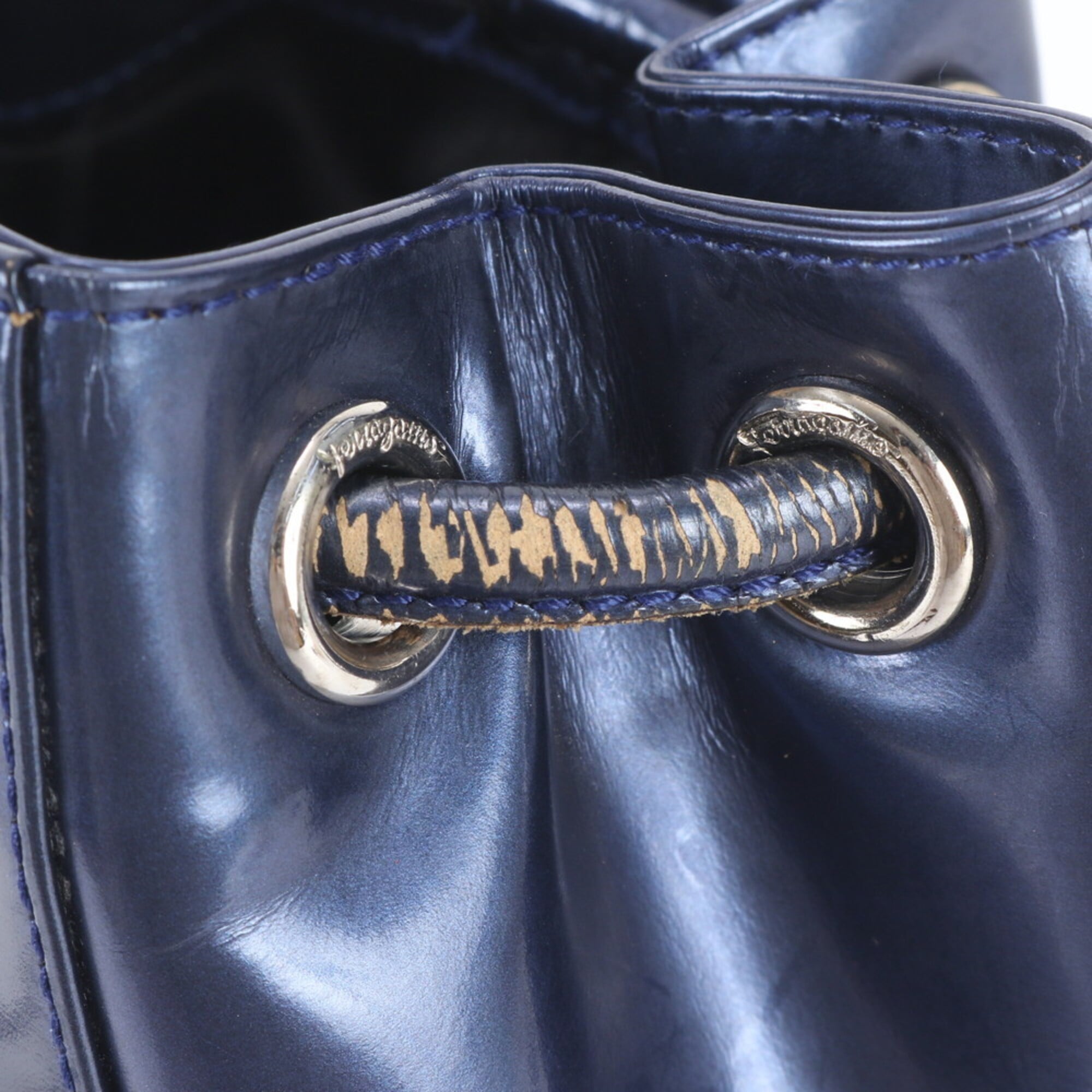 Salvatore Ferragamo Blue Leather Backpack Shoulder Bag (Pre-Owned)