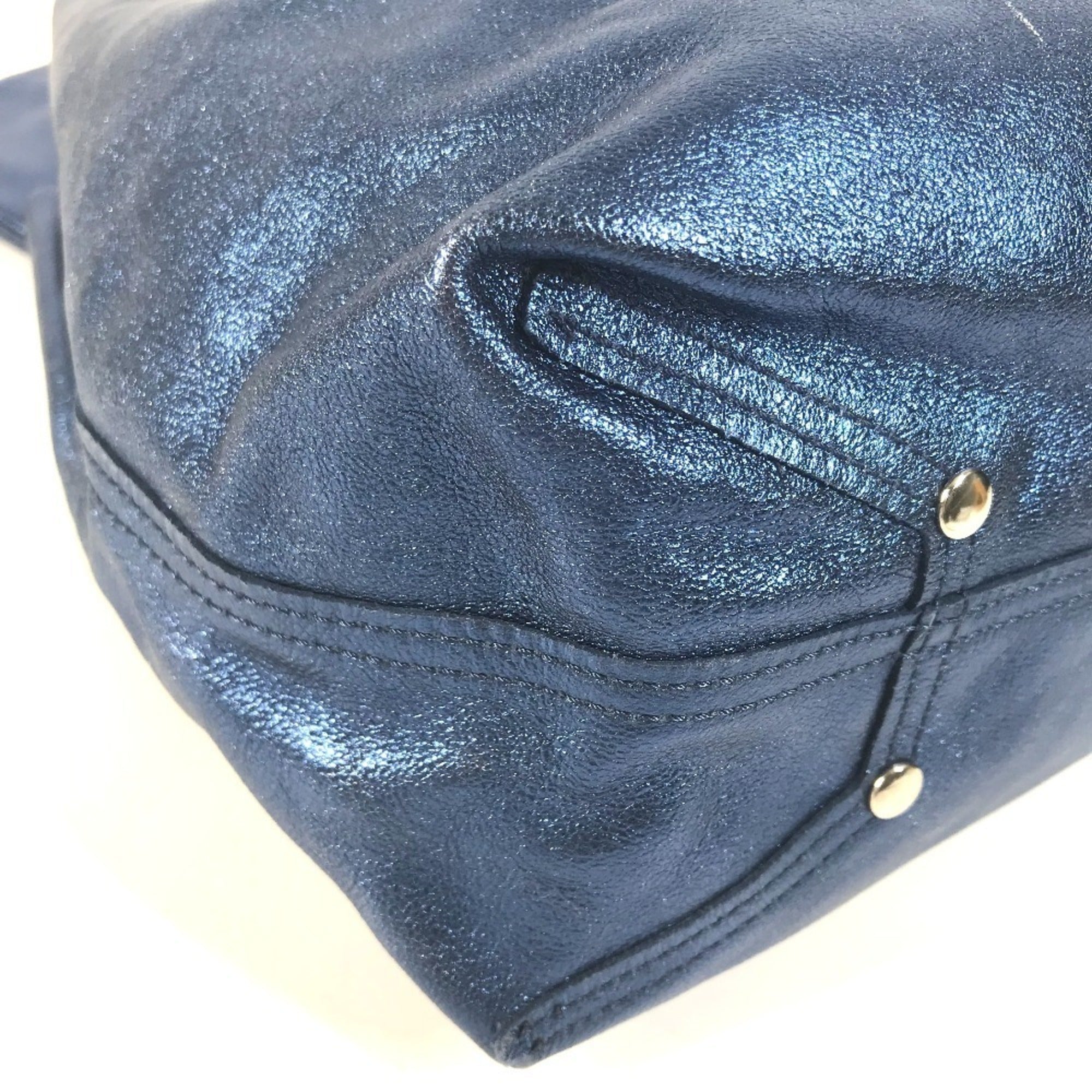 Tiffany Blue Metallic Leather Handbag Pouch Tote Bag (Pre-Owned)
