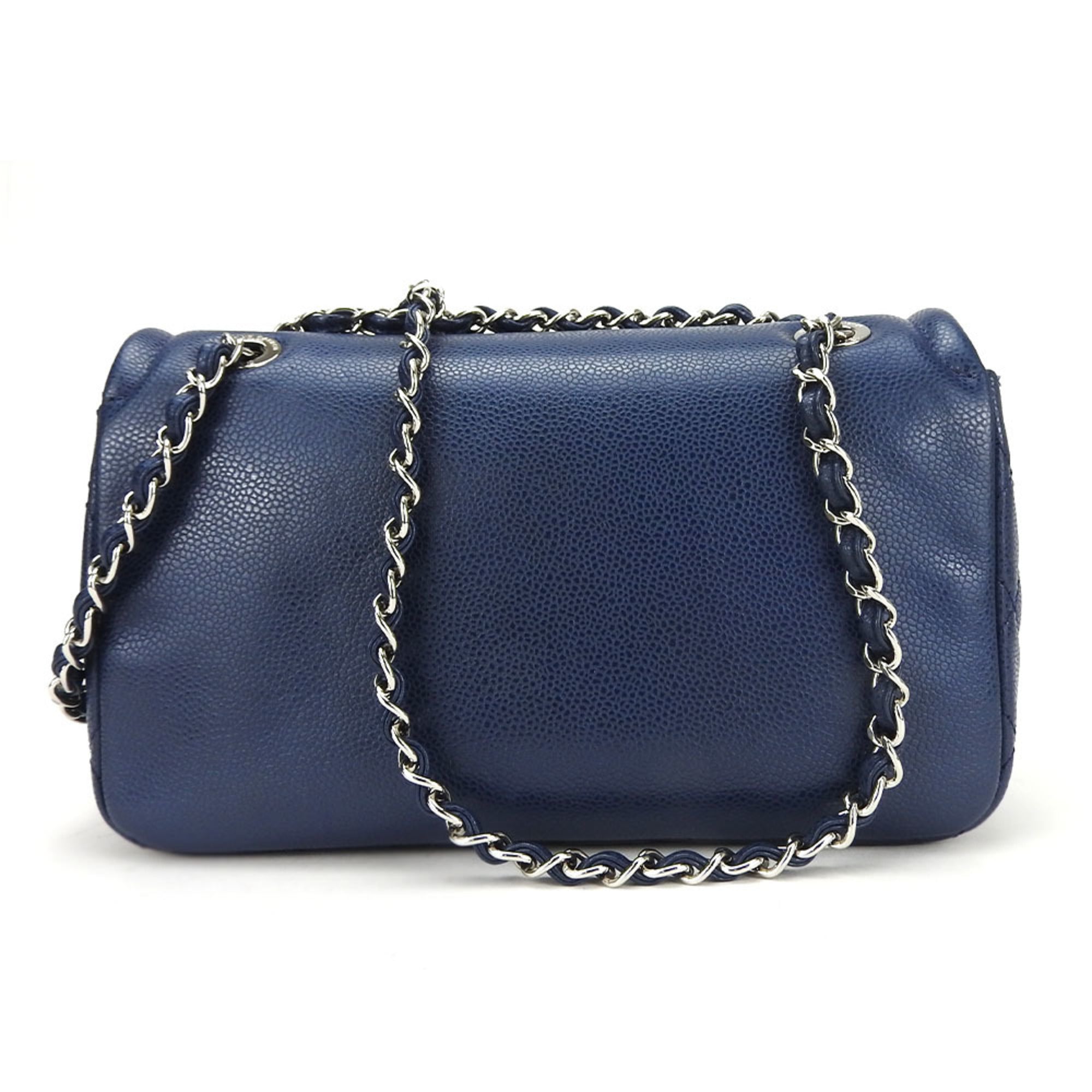 Chanel Matelasse Navy Grained Calfskin Shoulder Bag (Pre-Owned)