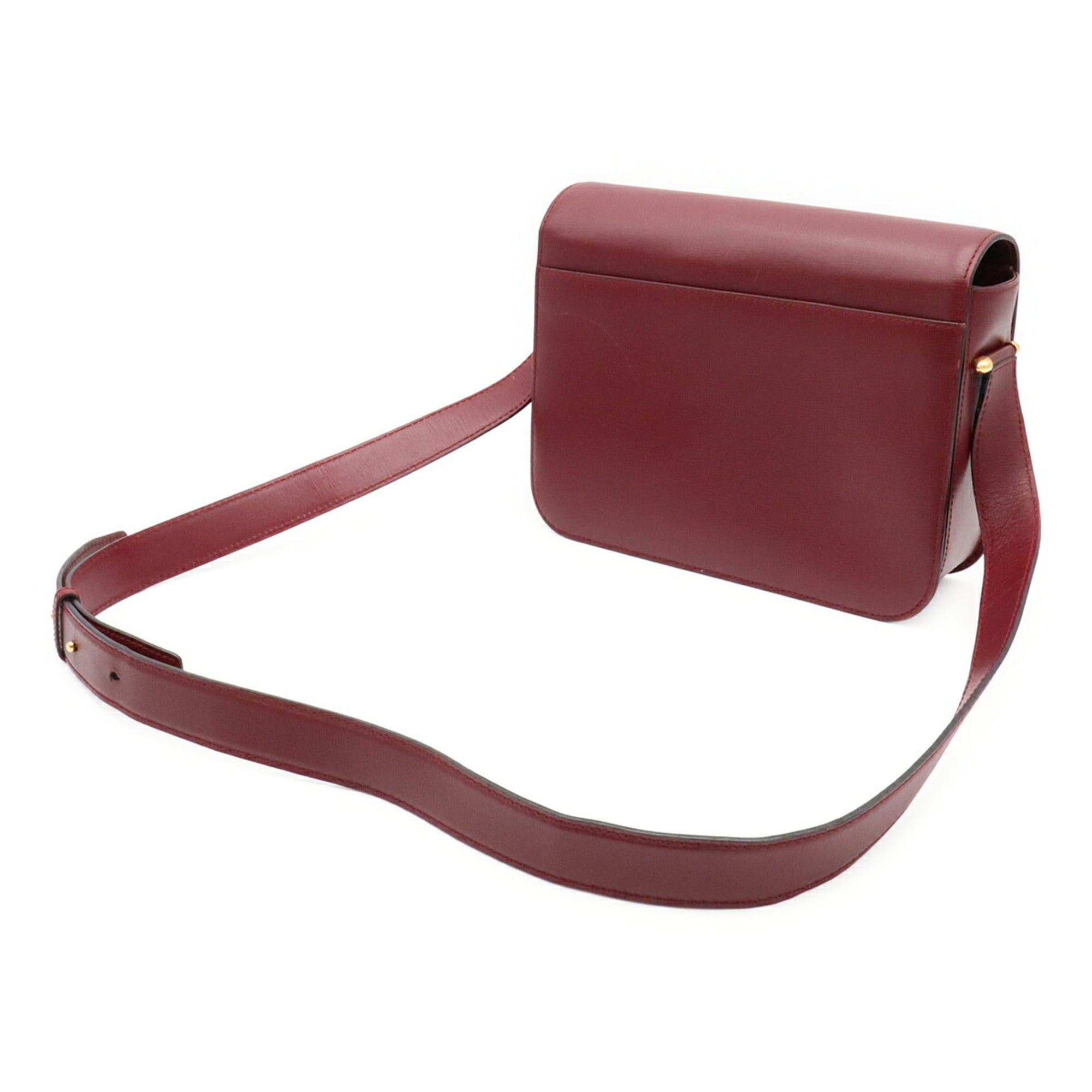 Cartier Bordeaux Red Color Leather Shoulder Bag (Pre-Owned)