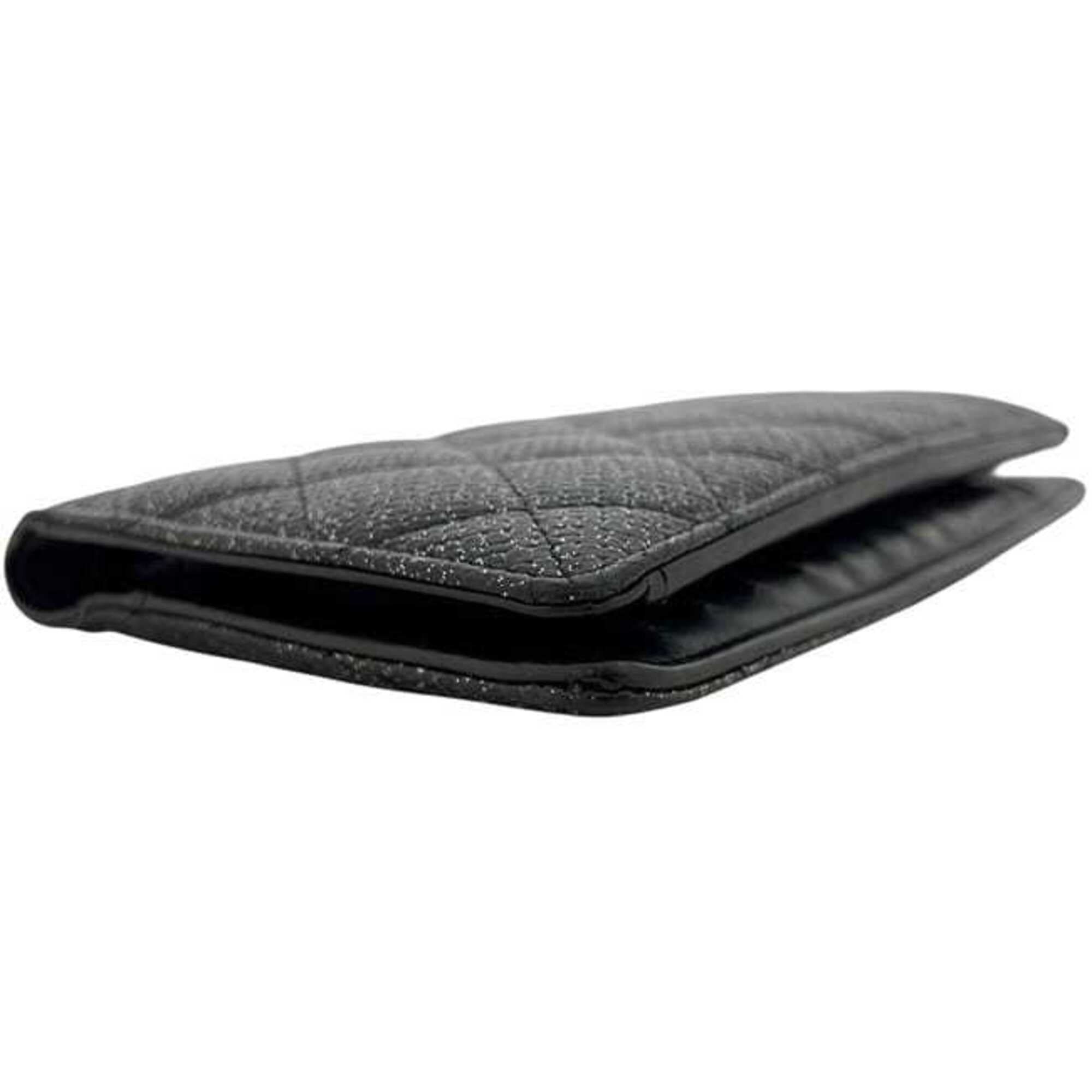 Chanel Black Grained Calfskin Long Wallet (Bi-Fold) (Pre-Owned)