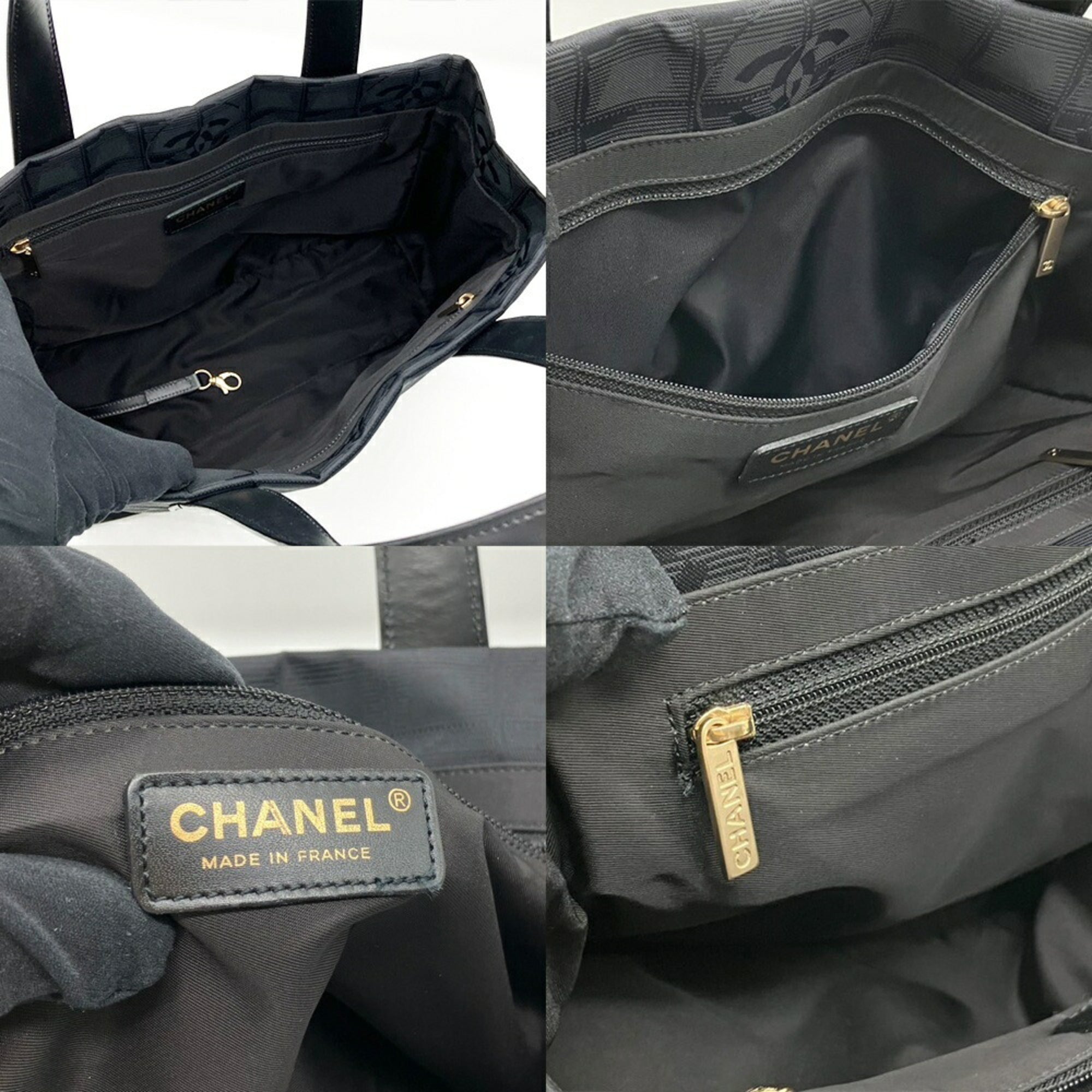 Chanel New Travel Line Black Nylon Leather Handbag Shoulder Bag (Pre-Owned)