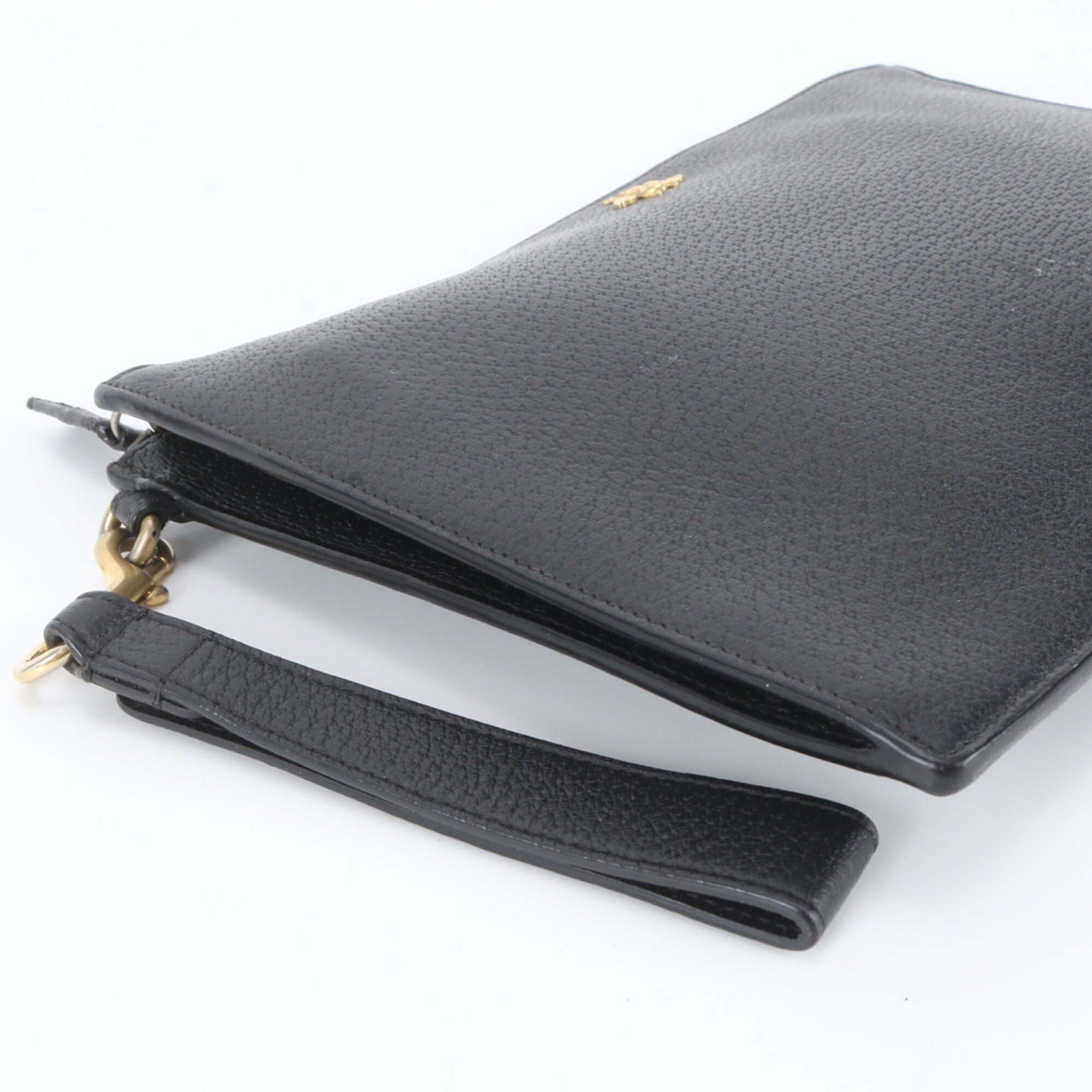Gucci Black Leather Clutch Bag Pouch (Pre-Owned)