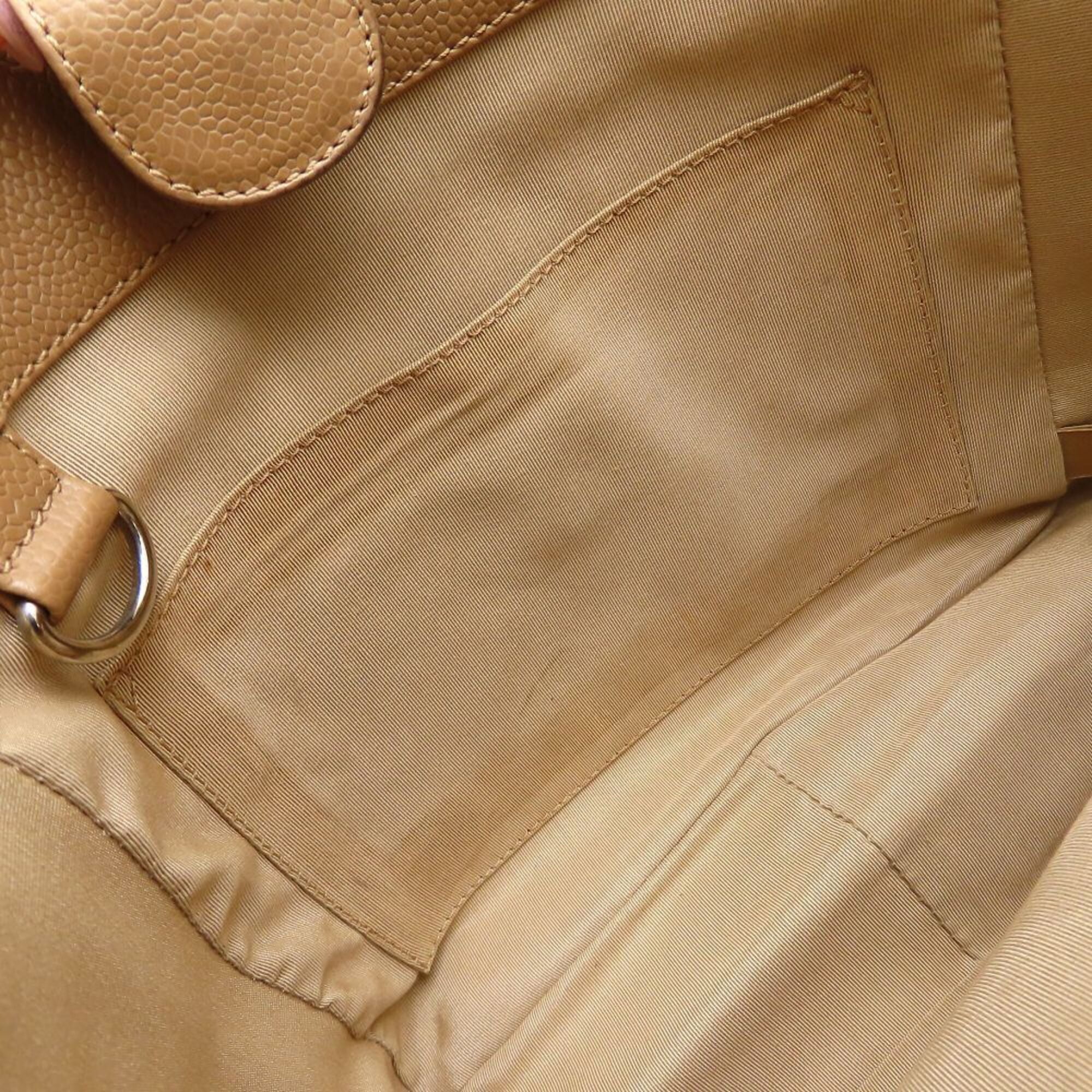 Chanel Beige Grained Calfskin Shoulder Bag Tote Bag (Pre-Owned)