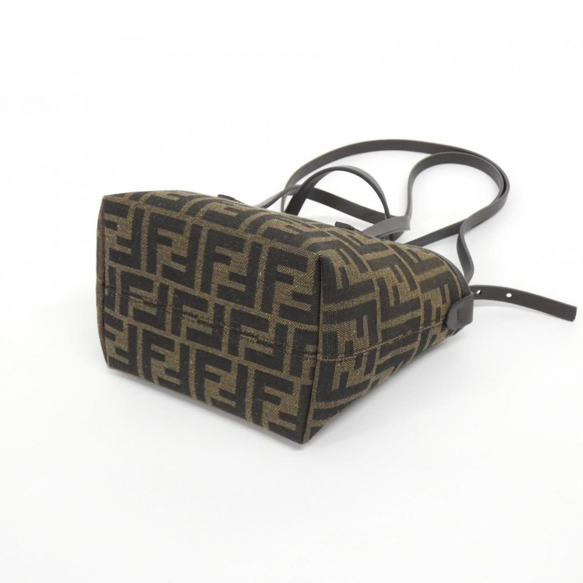 Fendi Brown Canvas Leather Shoulder Bag (Pre-Owned)