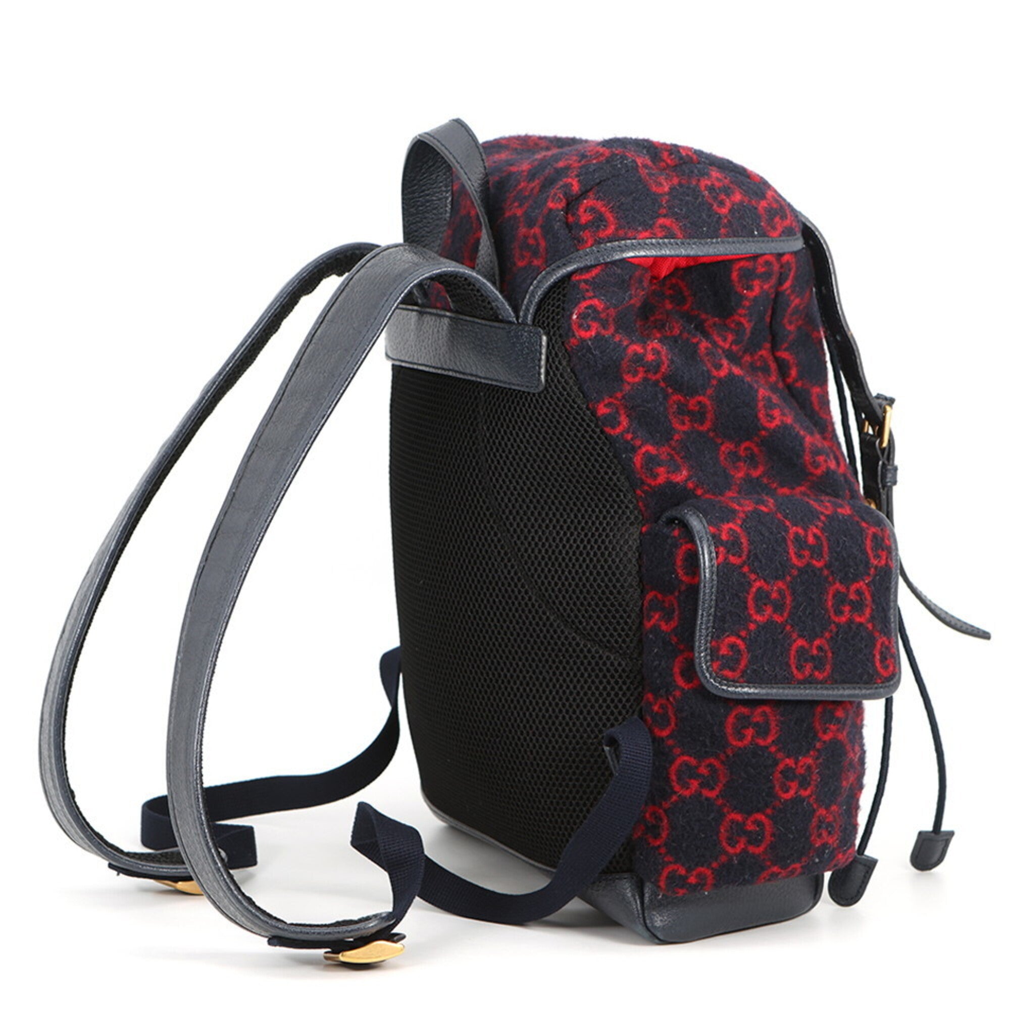 Gucci Navy Red Color Wool Backpack (Pre-Owned)