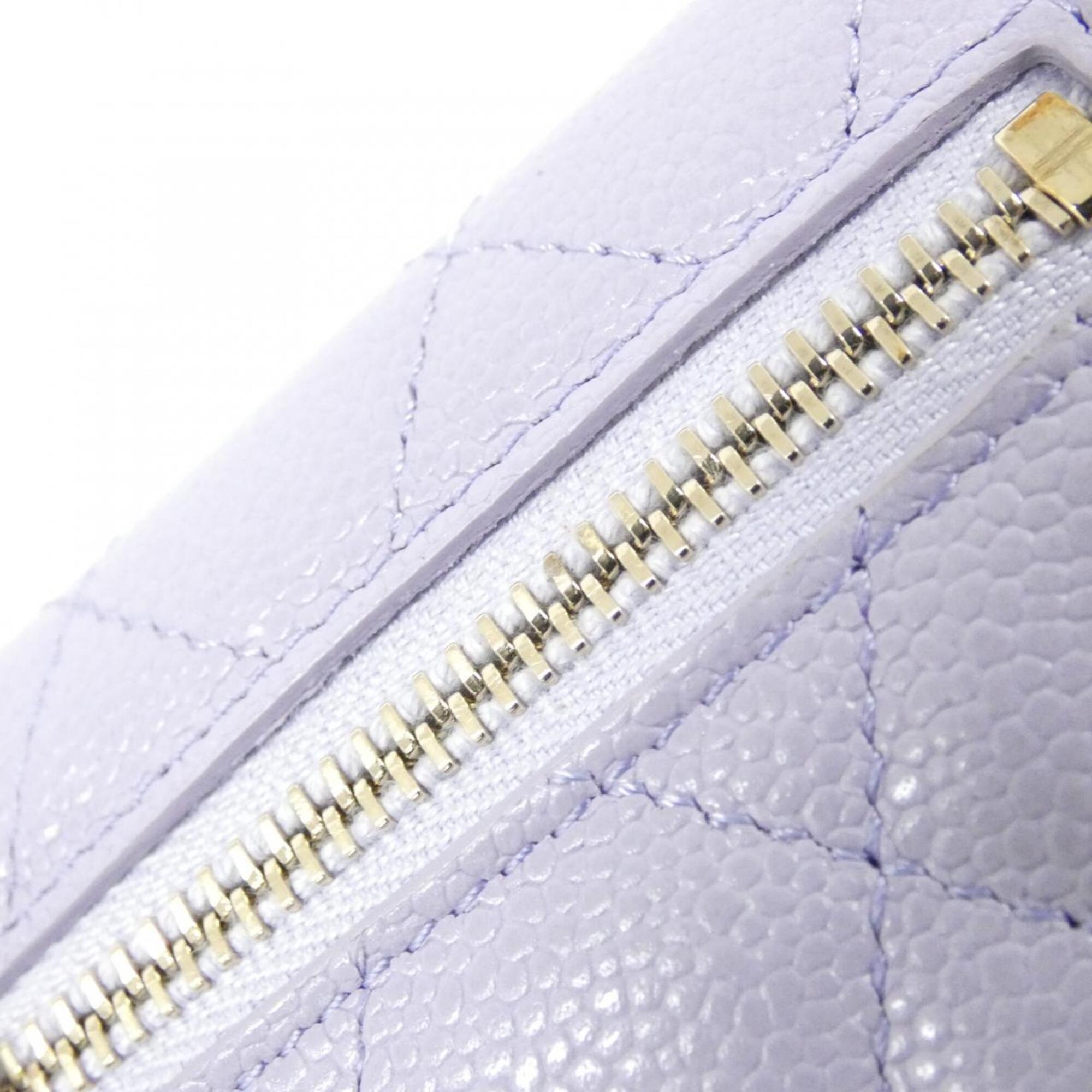 Chanel Light Purple Grained Calfskin Wallet (Tri-Fold) (Pre-Owned)