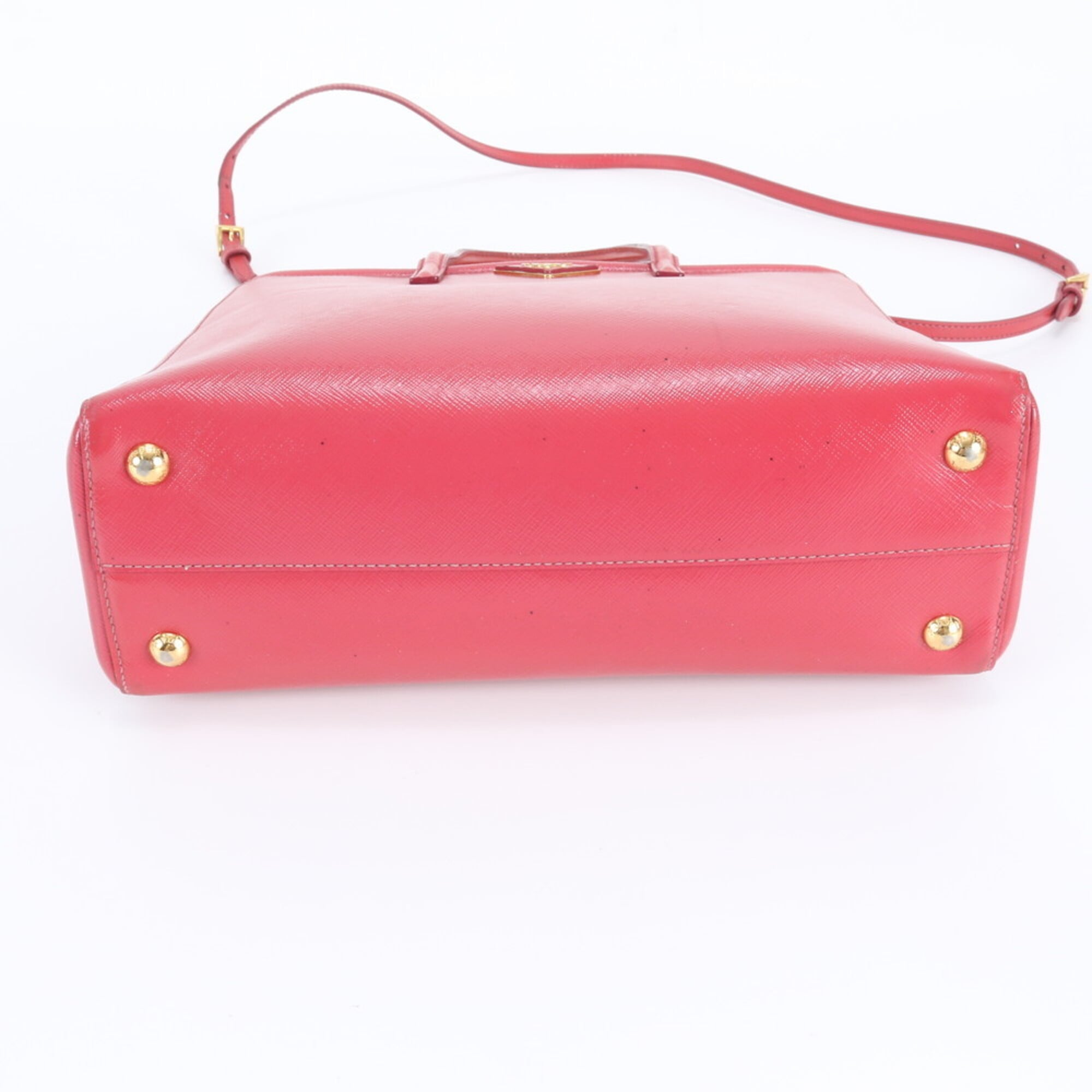 Prada Saffiano Red Color Leather Shoulder Bag Tote Bag (Pre-Owned)