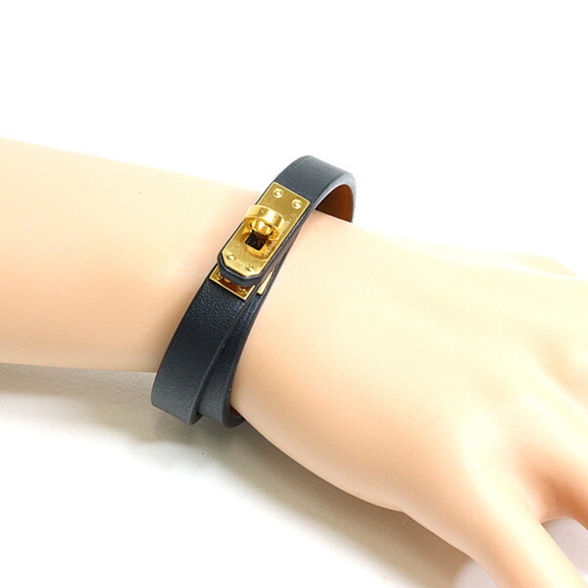 Hermes Kelly Black Swift Leather Charm Bracelet (Pre-Owned)