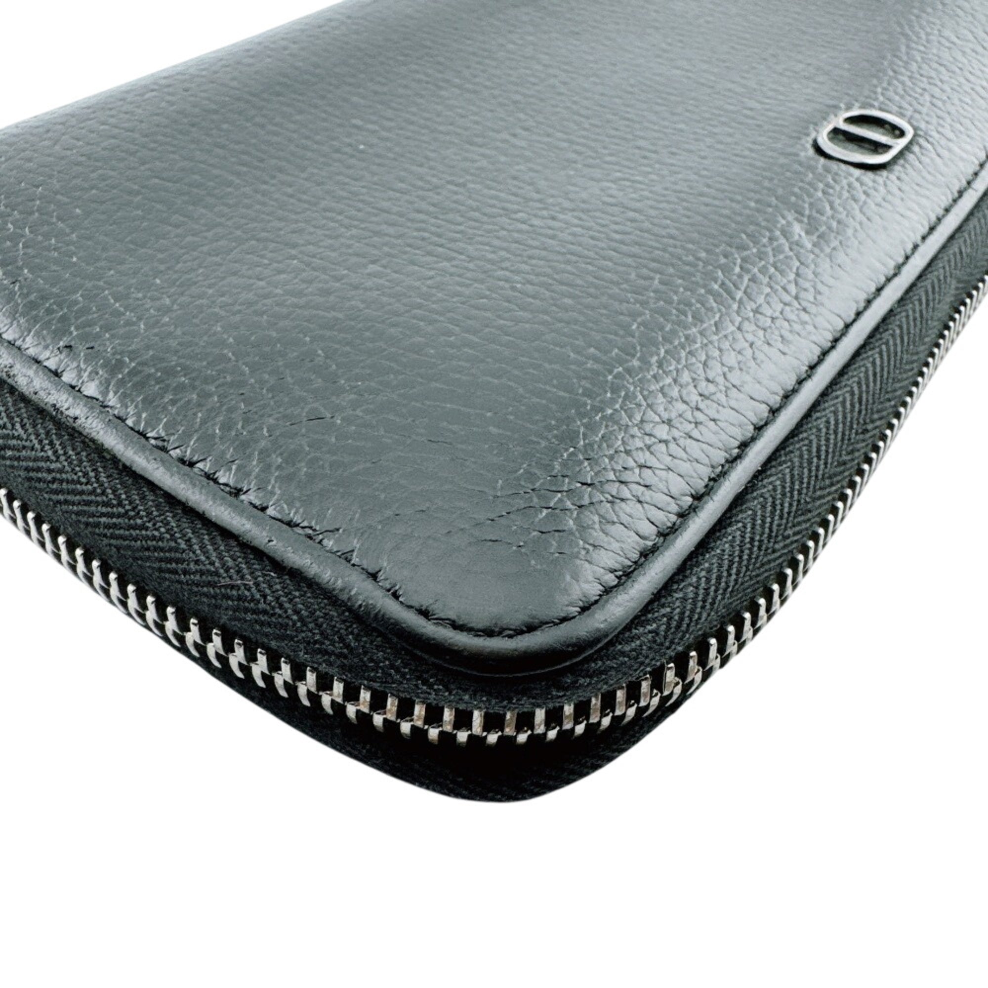 Christian Dior Black Leather Long Wallet (Bi-Fold) (Pre-Owned)