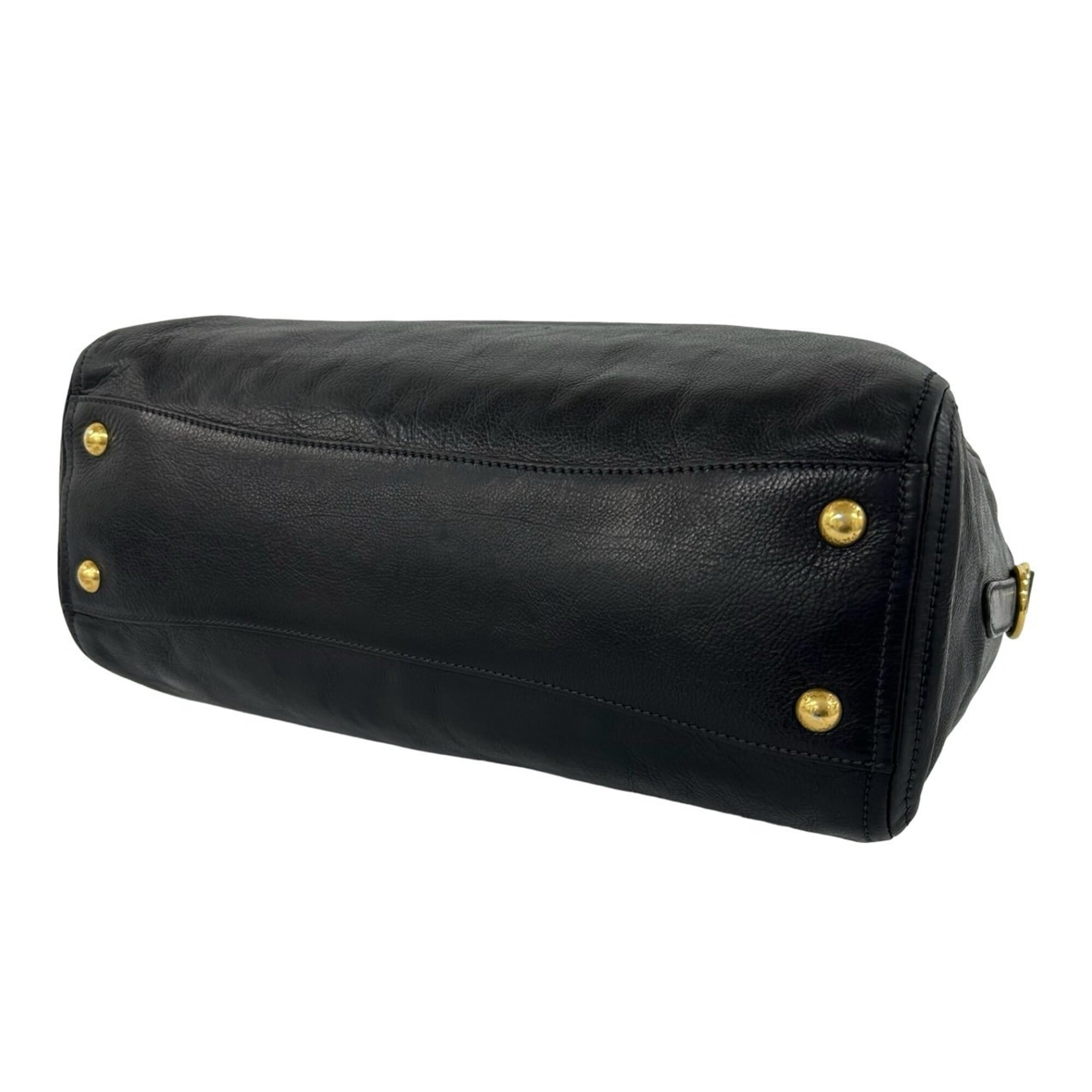 Prada Black Leather Boston Bag Handbag Shoulder Bag (Pre-Owned)