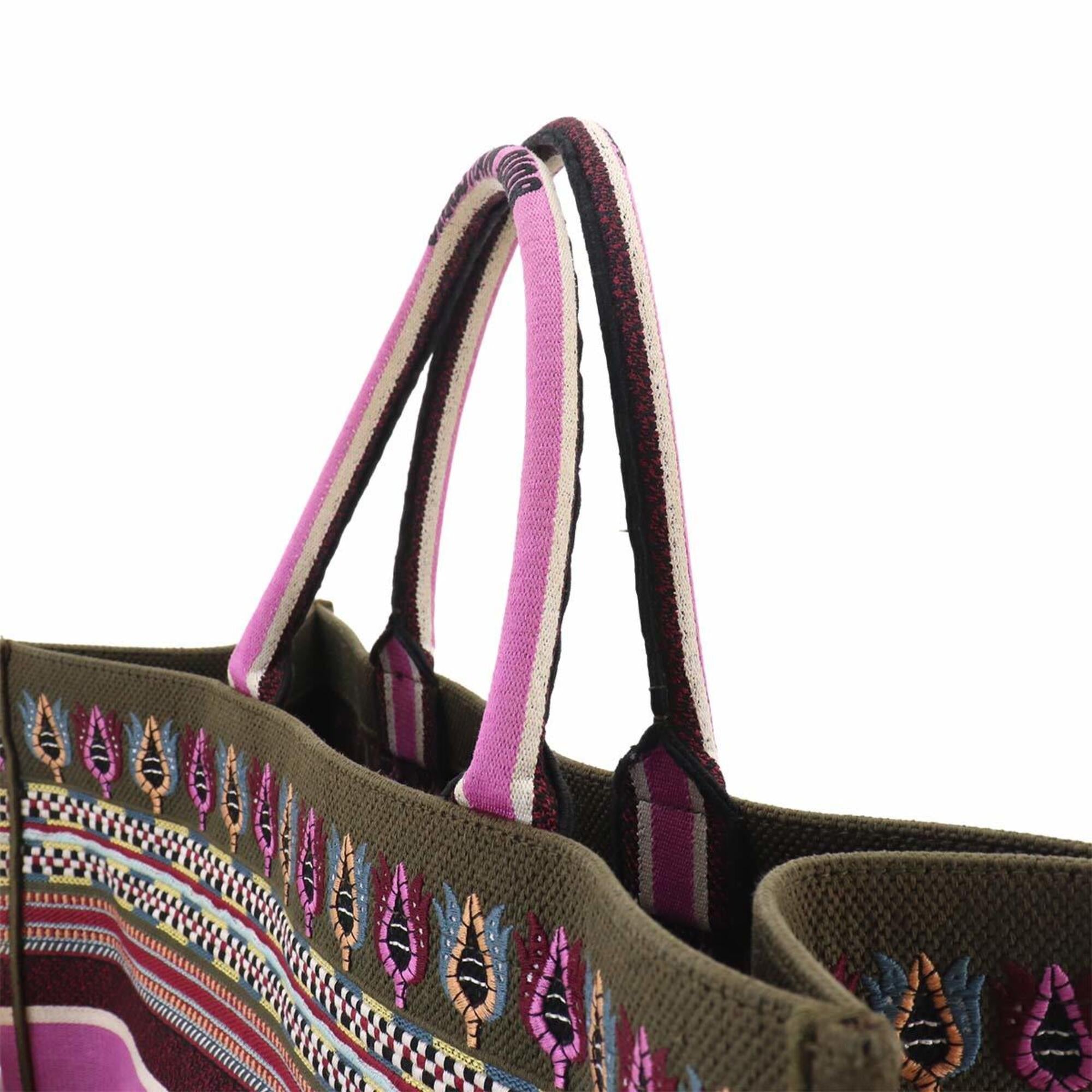 Christian Dior Khaki Multi-Color Canvas Handbag Tote Bag (Pre-Owned)