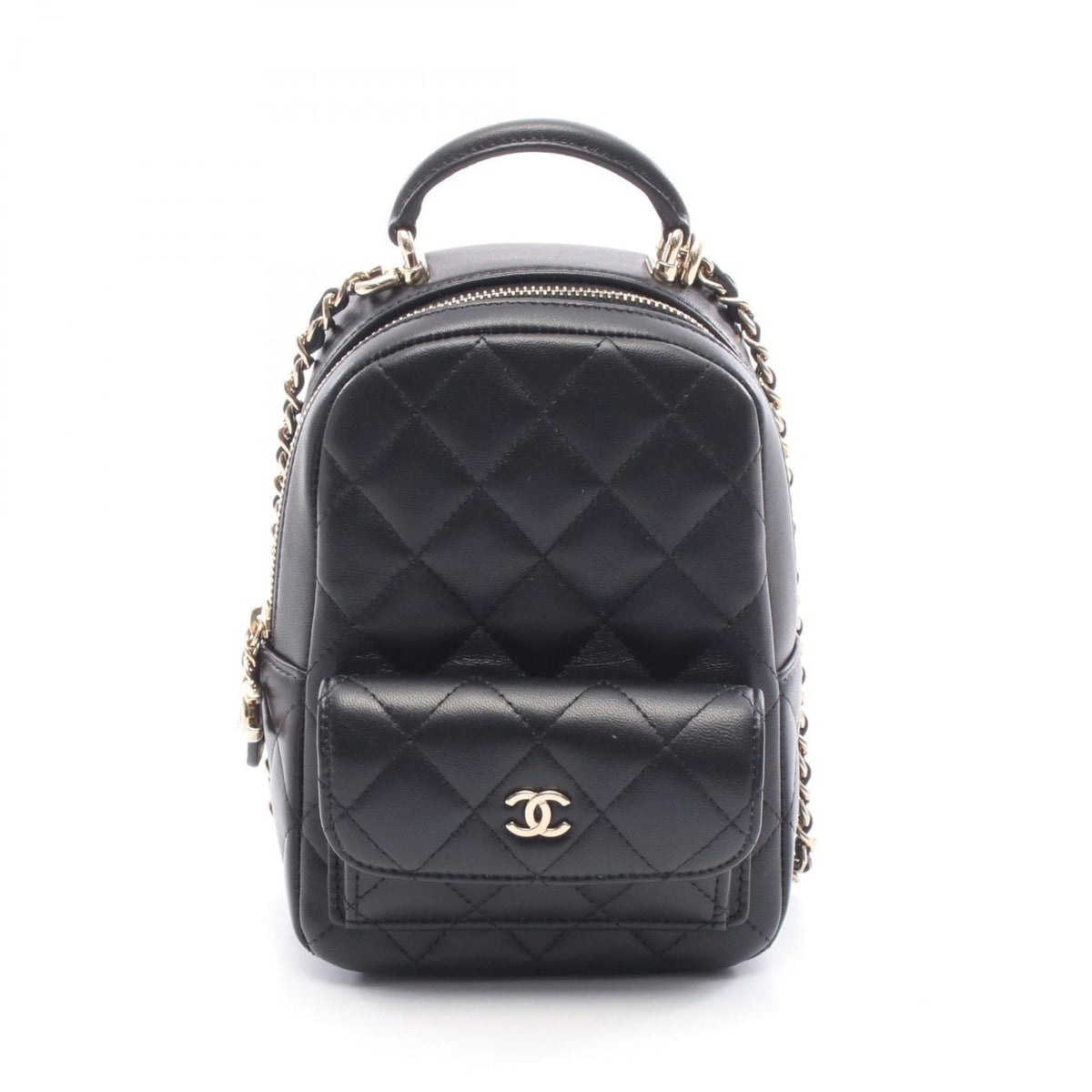 Chanel Black Leather Backpack Handbag (Pre-Owned)
