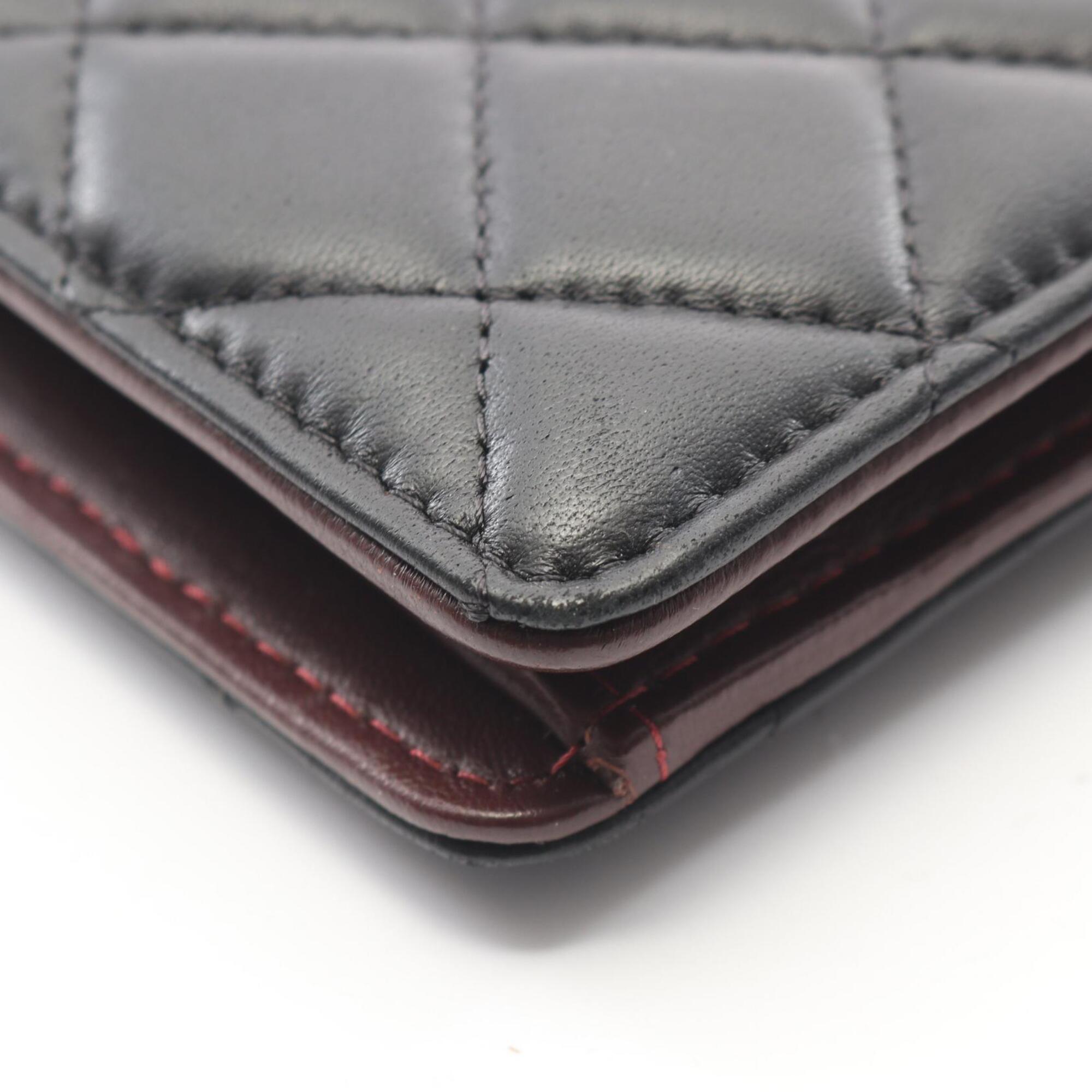 Chanel Black Leather Long Wallet (Bi-Fold) (Pre-Owned)
