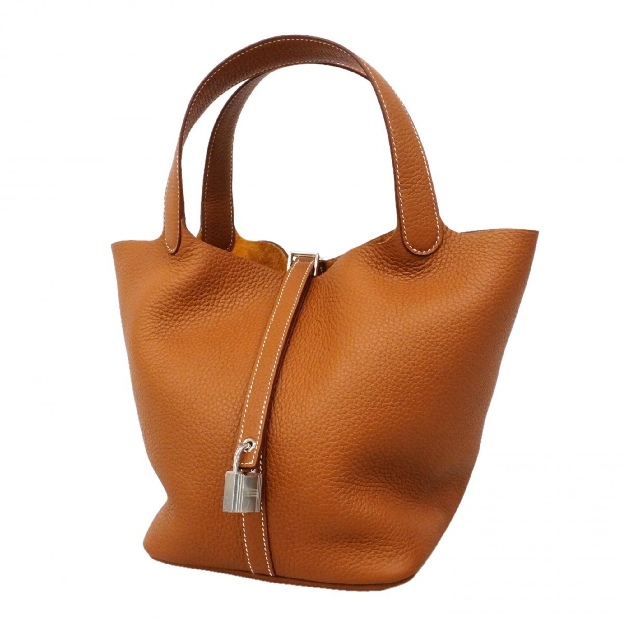 Hermes Gold Taurillon Clemence Leather Handbag (Pre-Owned)