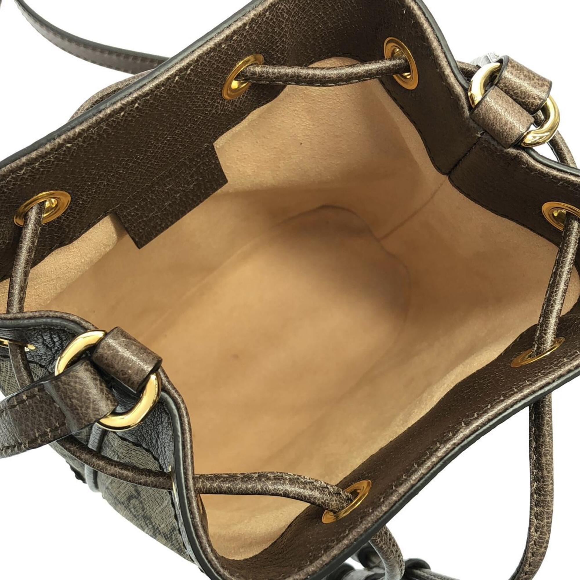 Gucci Ophidia Beige Brown Gg Supreme Leather Shoulder Bag (Pre-Owned)