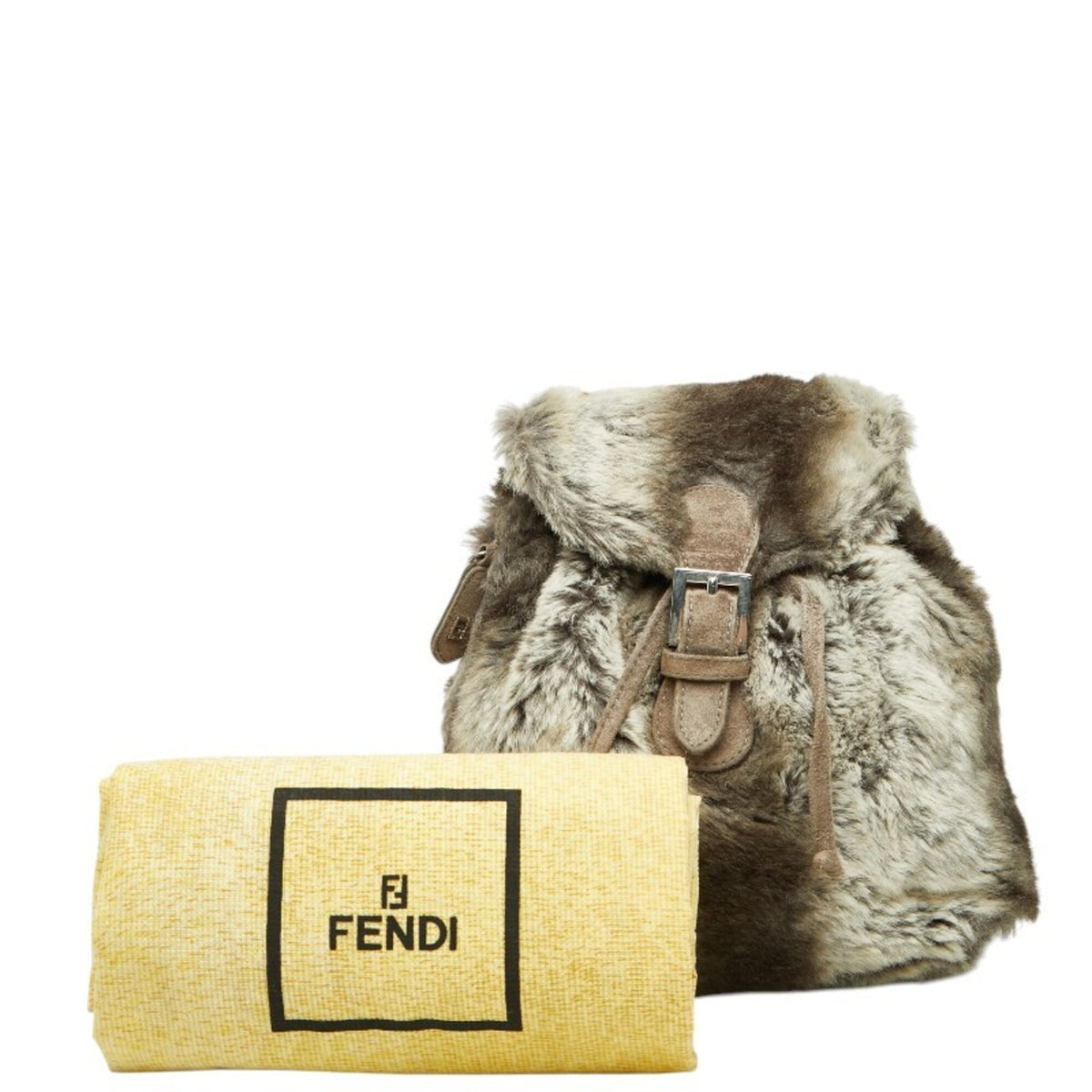 Fendi Gray Fur Suede Backpack (Pre-Owned)