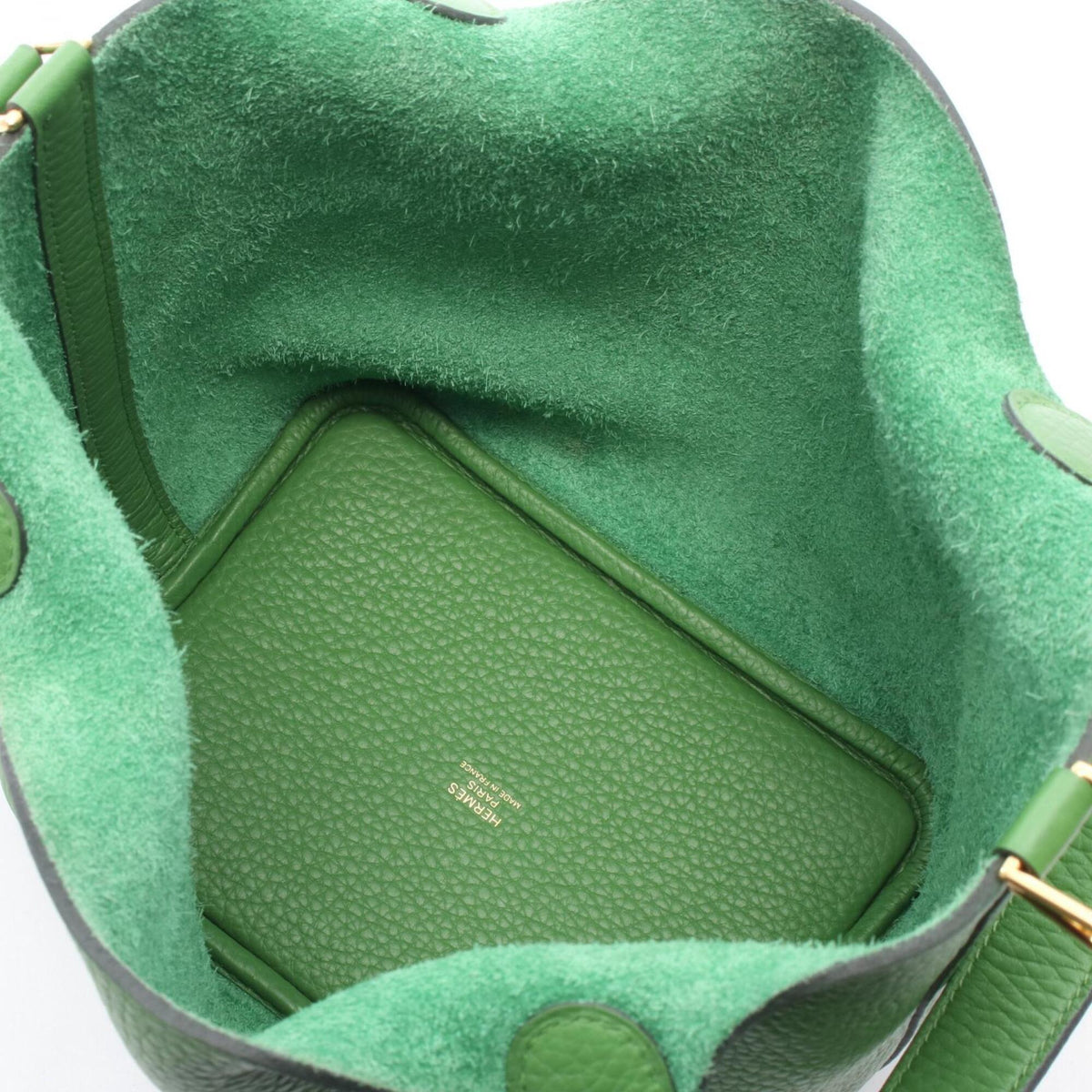 Hermes Green Taurillon Clemence Leather Handbag (Pre-Owned)