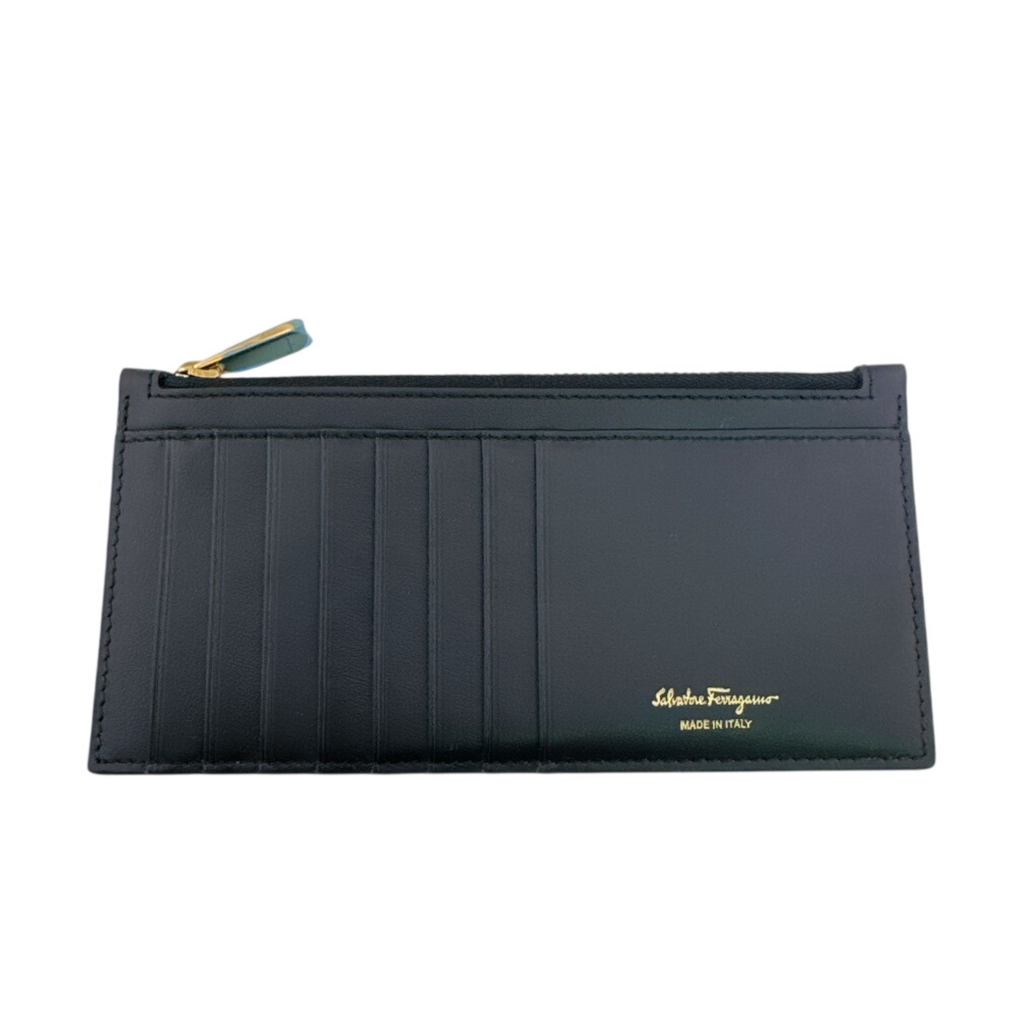 Salvatore Ferragamo Navy Leather Long Wallet (Tri-Fold) (Pre-Owned)