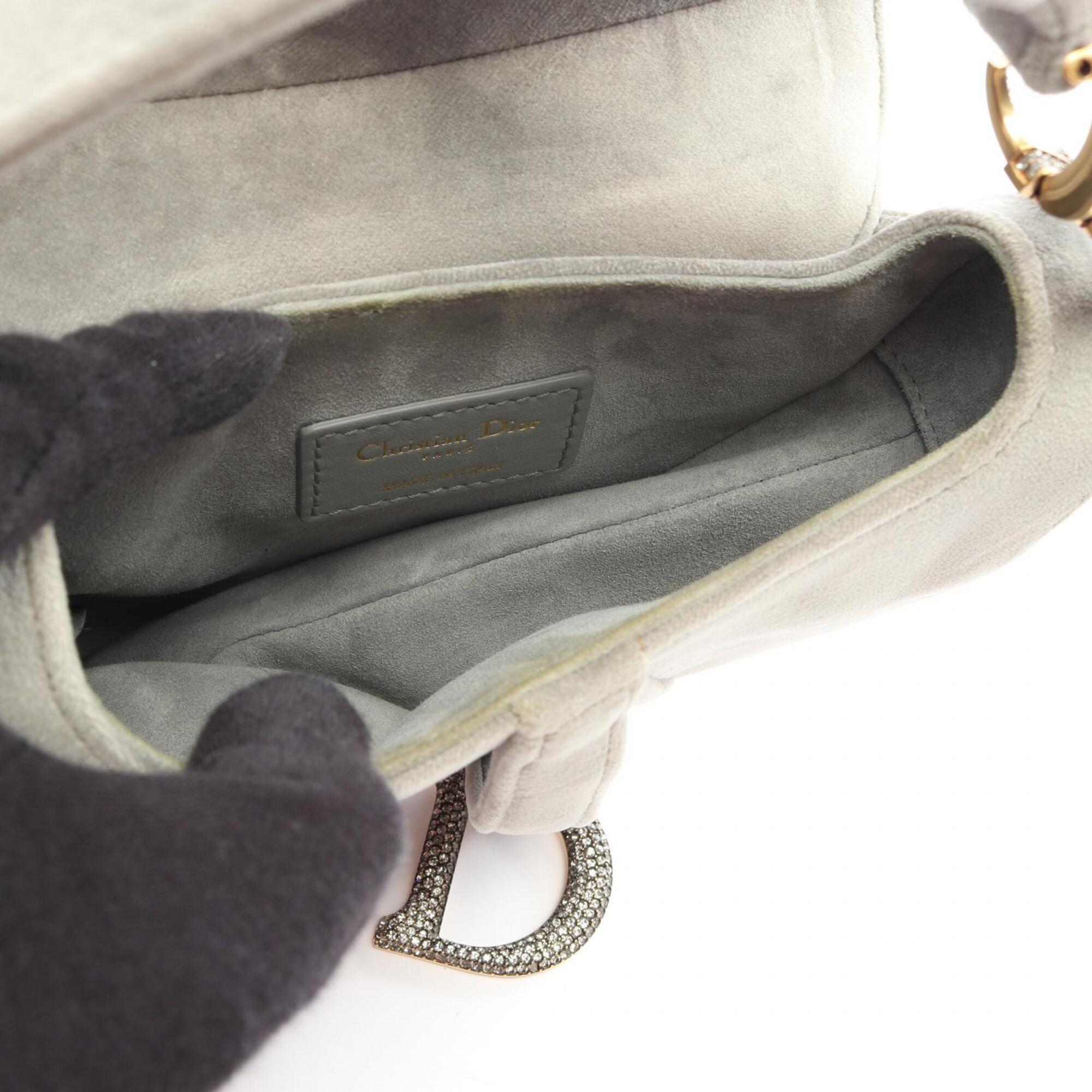 Christian Dior Gray Fabric Handbag Saddle Bag (Pre-Owned)
