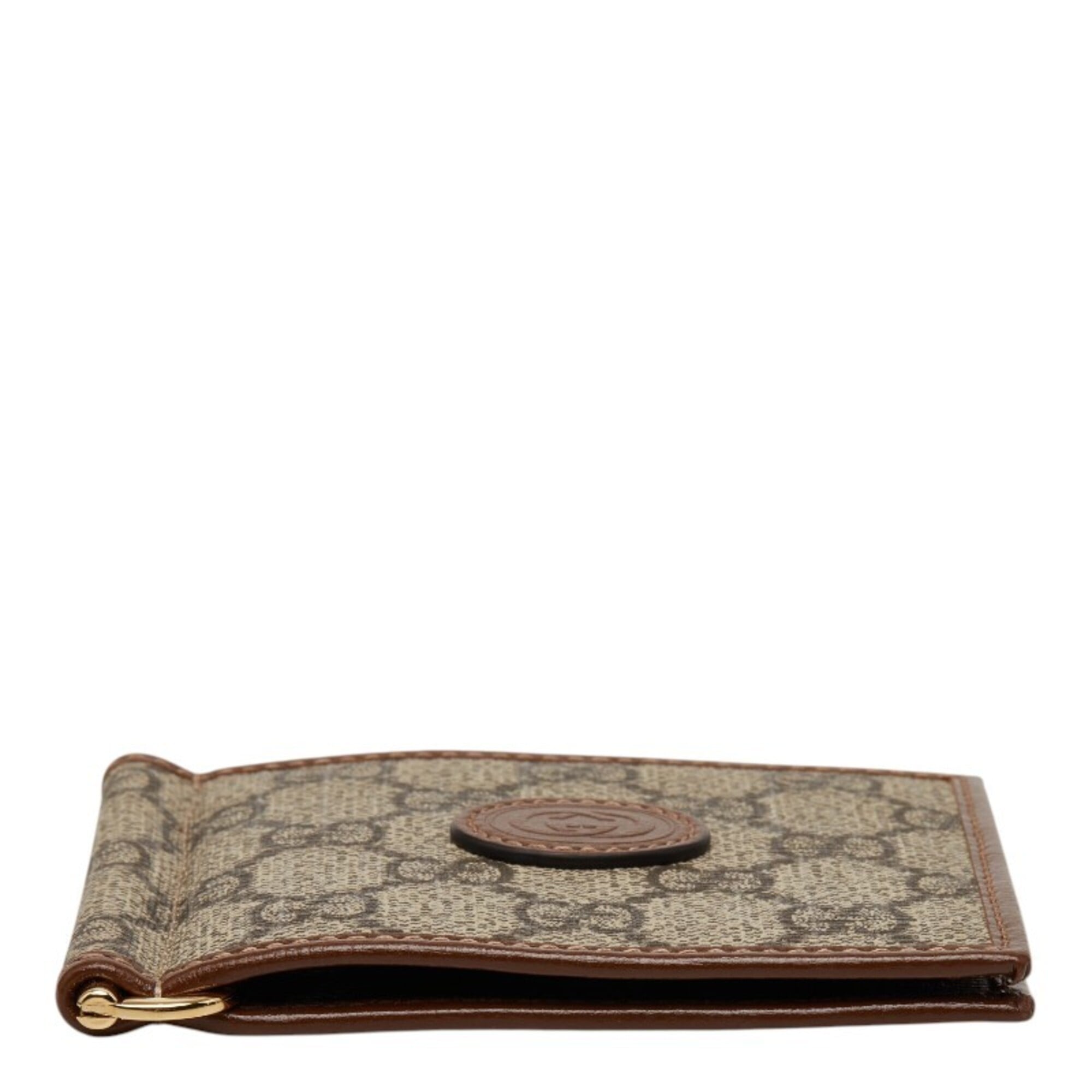 Gucci Gg Supreme Beige Brown Pvc Leather Money Clip (Pre-Owned)