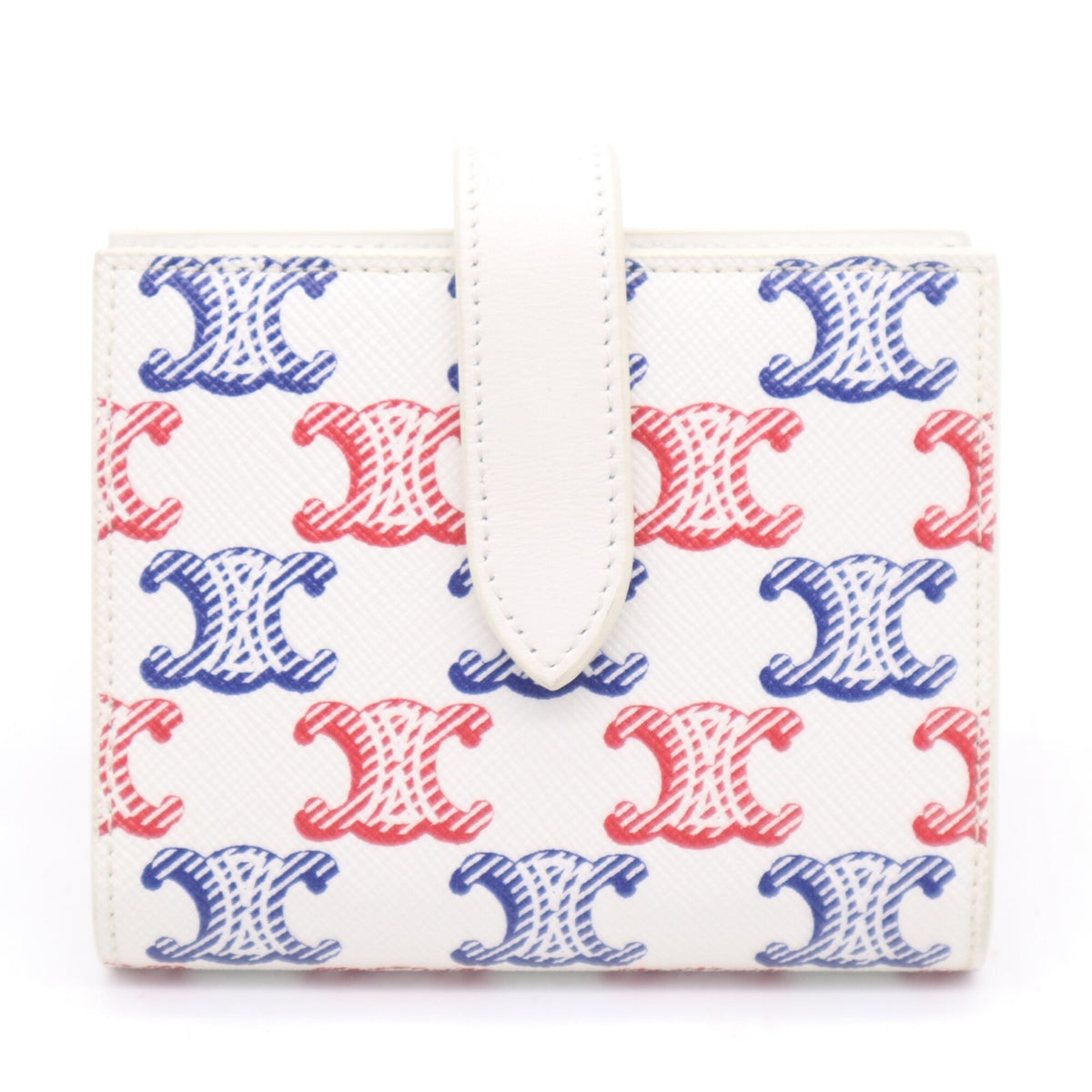 Celine Blue Red Color White Coated Canvas Leather Wallet (Bi-Fold) (Pre-Owned)