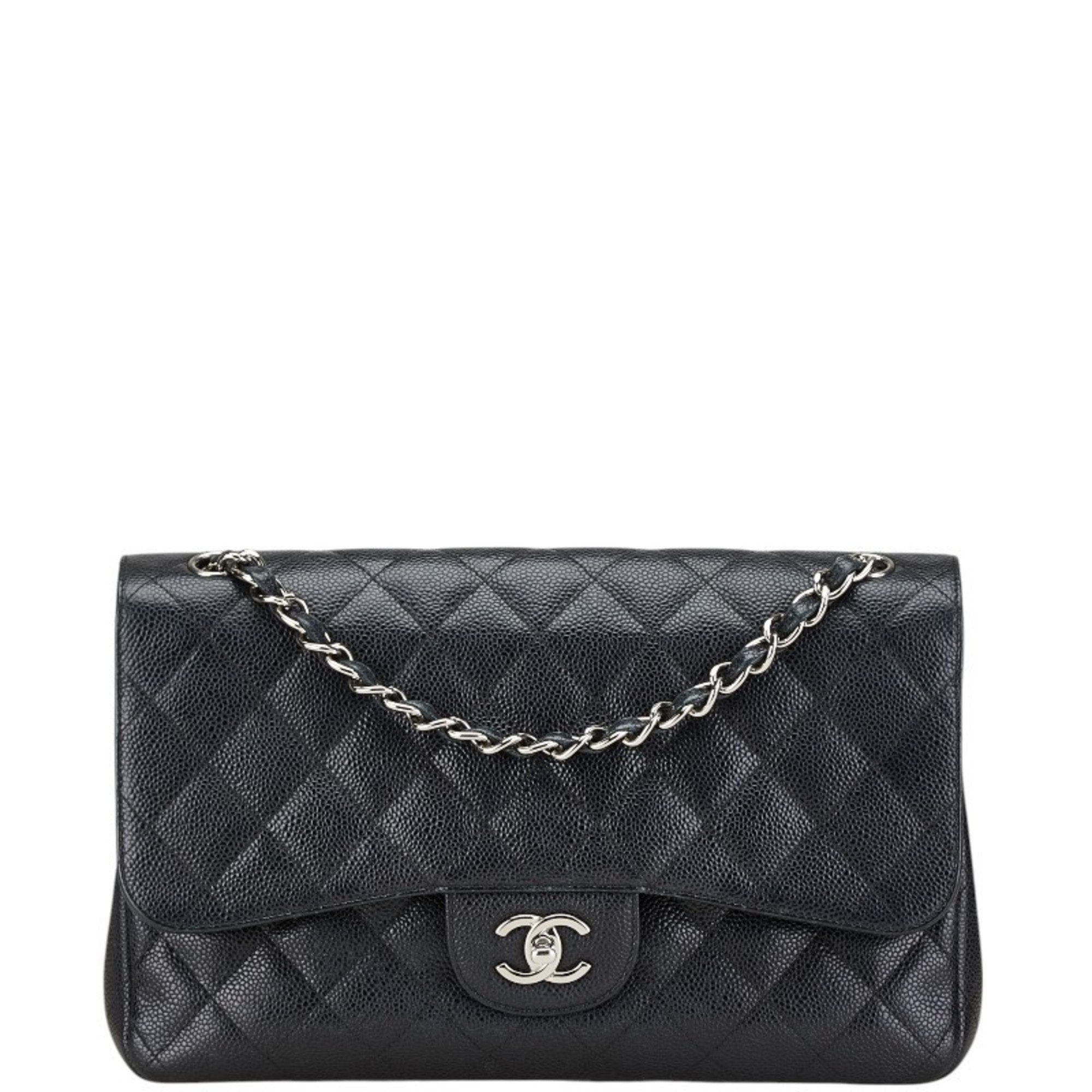 Chanel Black Grained Calfskin Shoulder Bag (Pre-Owned)