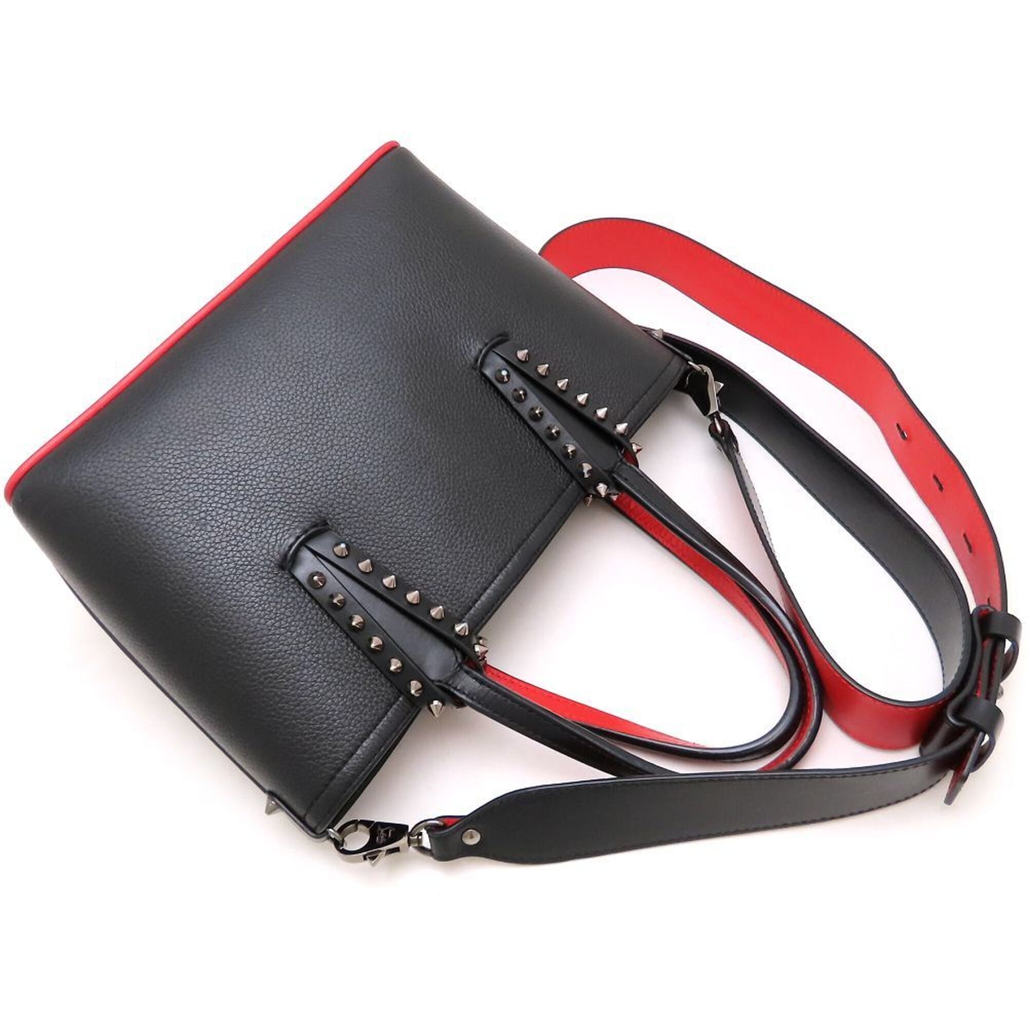 Christian Louboutin Black Red Color Leather Handbag (Pre-Owned)