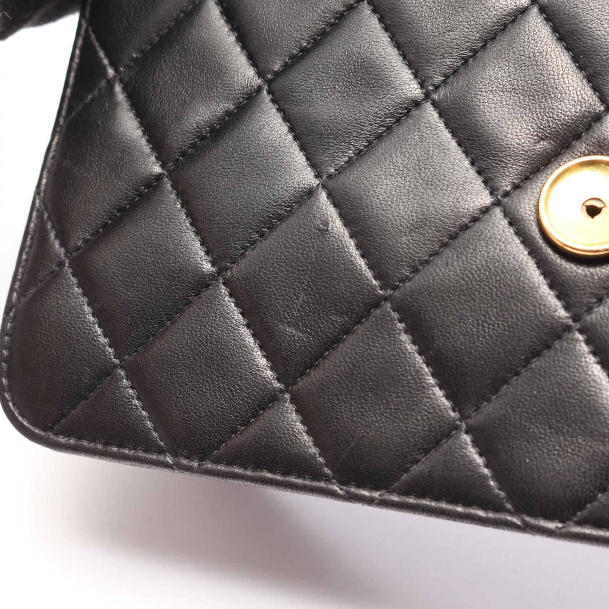 Chanel Black Leather Handbag Shoulder Bag (Pre-Owned)