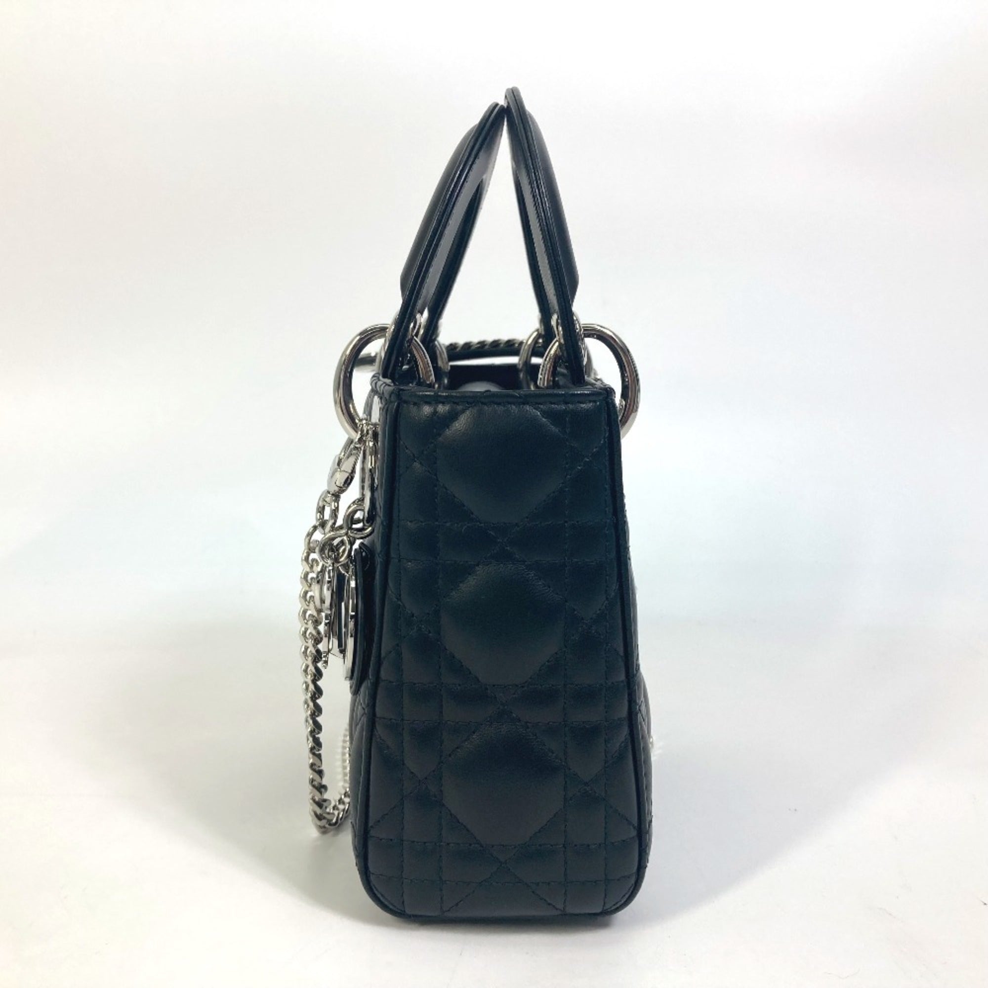 Christian Dior Lady Dior Black Leather Shoulder Bag (Pre-Owned)