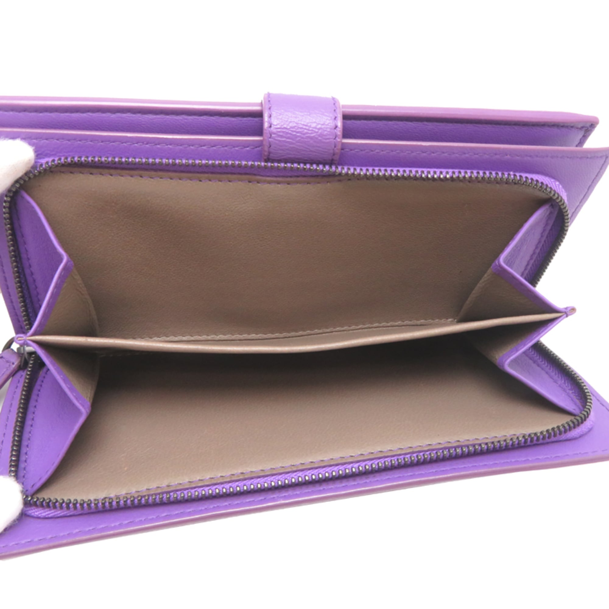 Bottega Veneta Purple Leather Long Wallet (Bi-Fold) (Pre-Owned)
