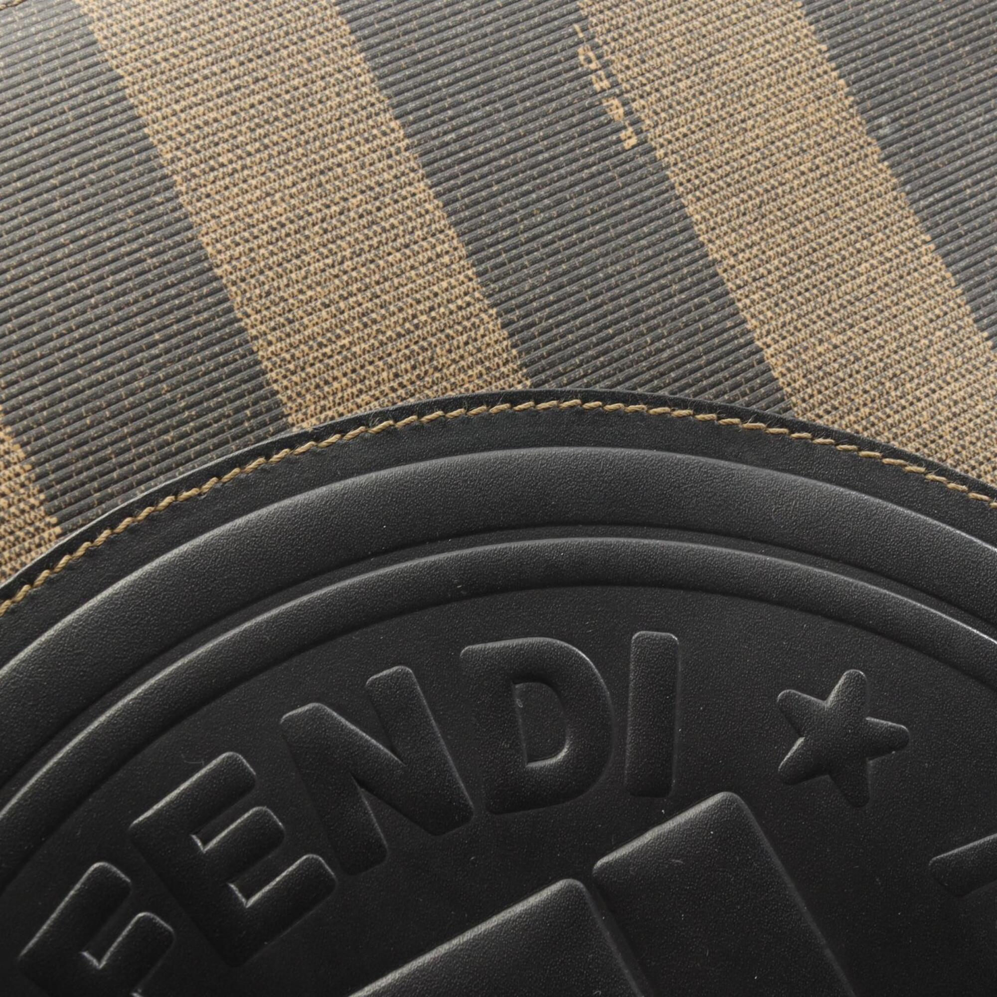 Fendi Black Brown Coated Canvas Leather Handbag Tote Bag (Pre-Owned)