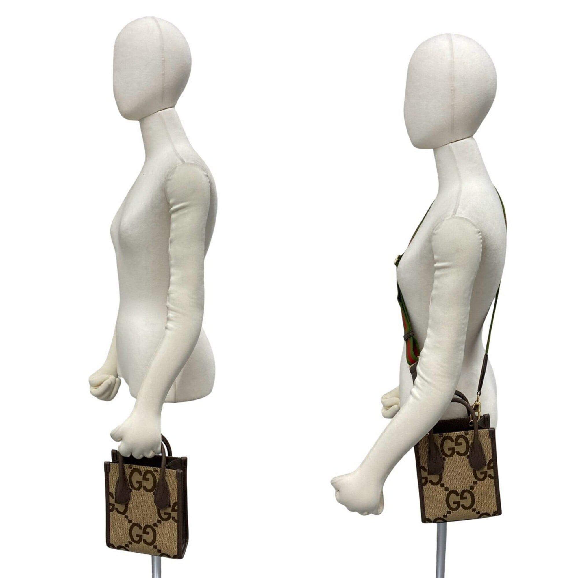 Gucci Brown Canvas Leather Handbag Shoulder Bag (Pre-Owned)