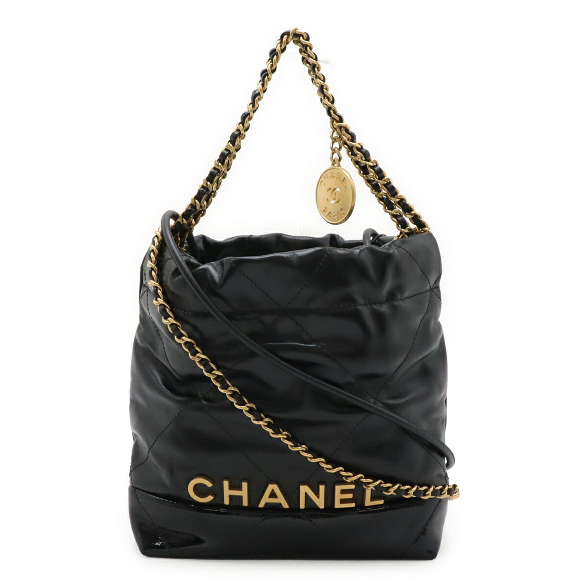 Chanel Black Patent Leather Leather Shoulder Bag (Pre-Owned)