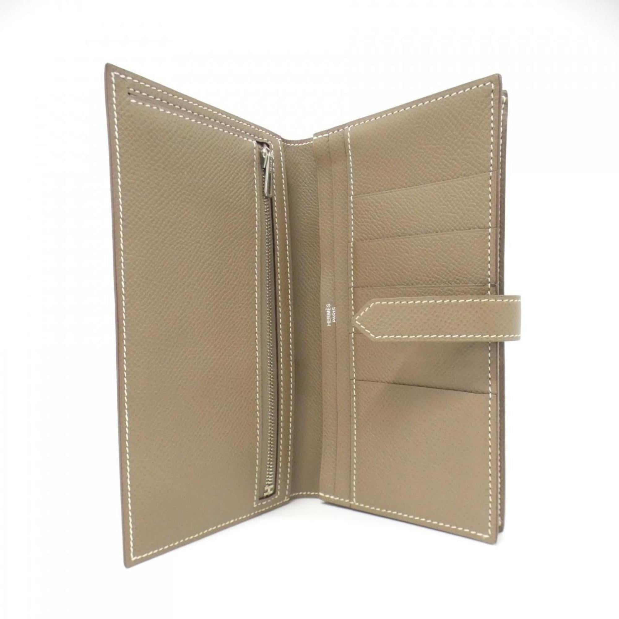Hermes Etoupe Gray Epsom Leather Long Wallet (Bi-Fold) (Pre-Owned)
